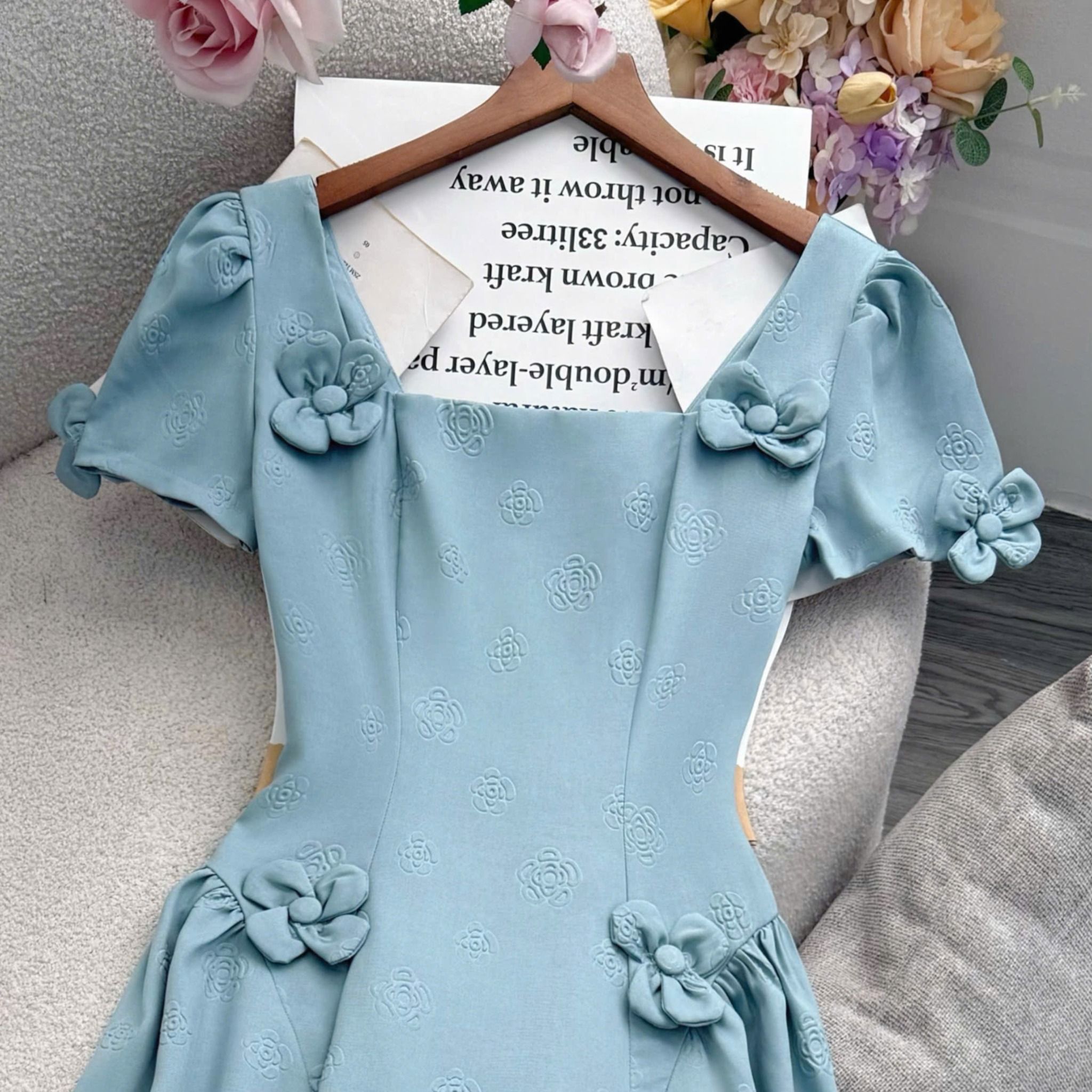 Đầm Bố Dập Hoa Thiết Kế TuTu Store Phù Hợp Công Sở Dành Cho Nữ - Mã D1448