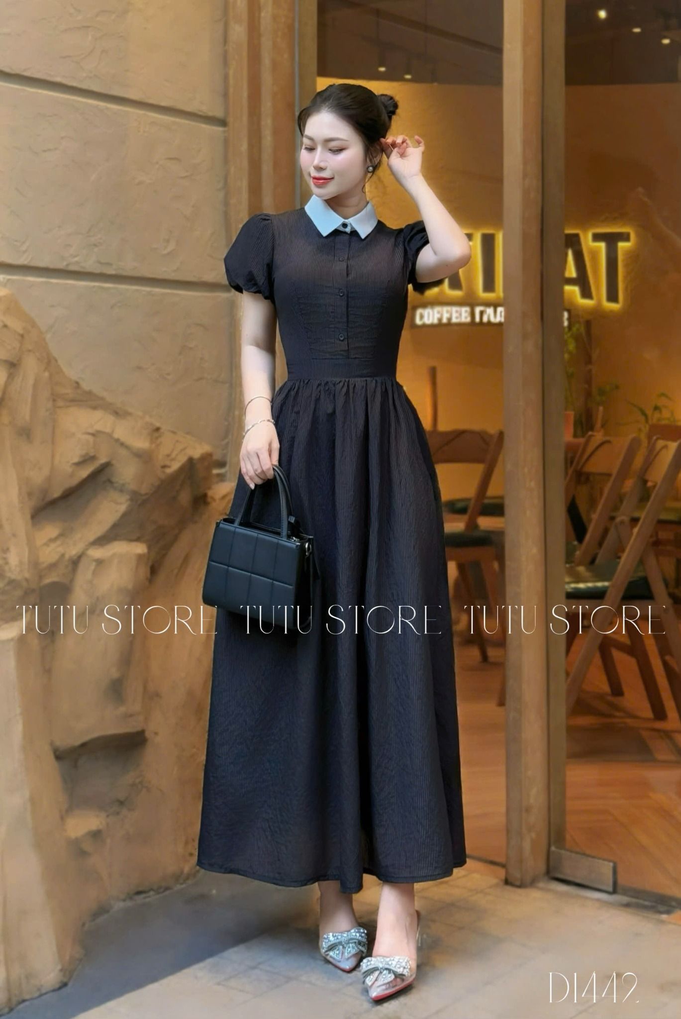 Đầm Cổ Somi Xô Linen Thiết Kế TuTu Store Phù Hợp Đi Chơi Dành Cho Nữ - Mã D1442