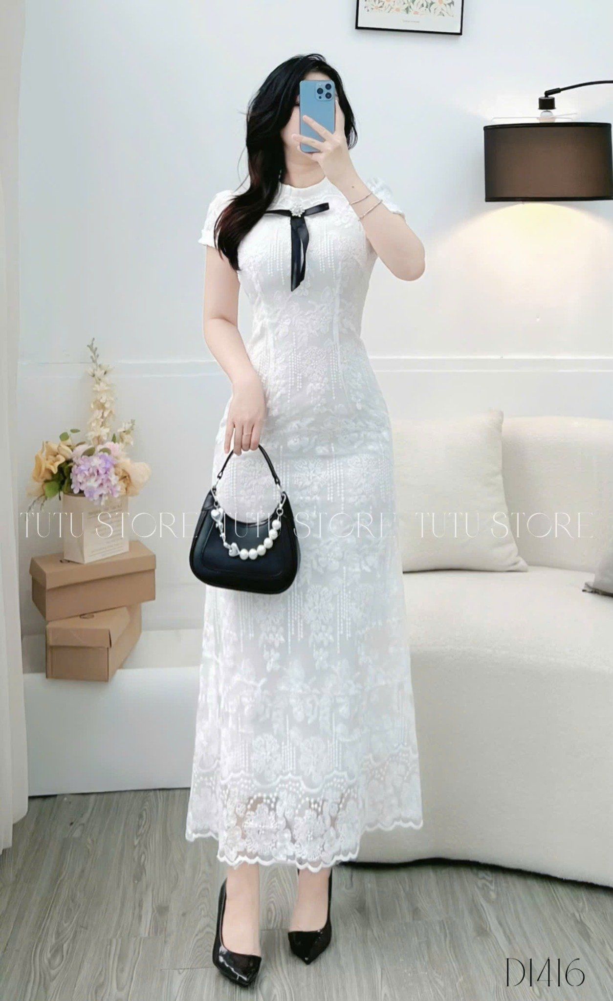 Đầm Ren Cotton Thiết Kế TuTu Store Phù Hợp Đi Tiệc Dành Cho Nữ - Mã D1416