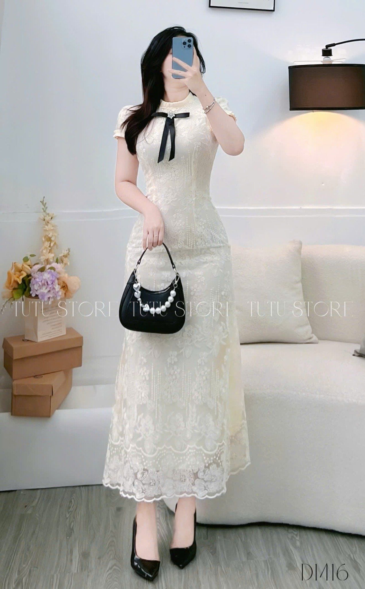 Đầm Ren Cotton Thiết Kế TuTu Store Phù Hợp Đi Tiệc Dành Cho Nữ - Mã D1416