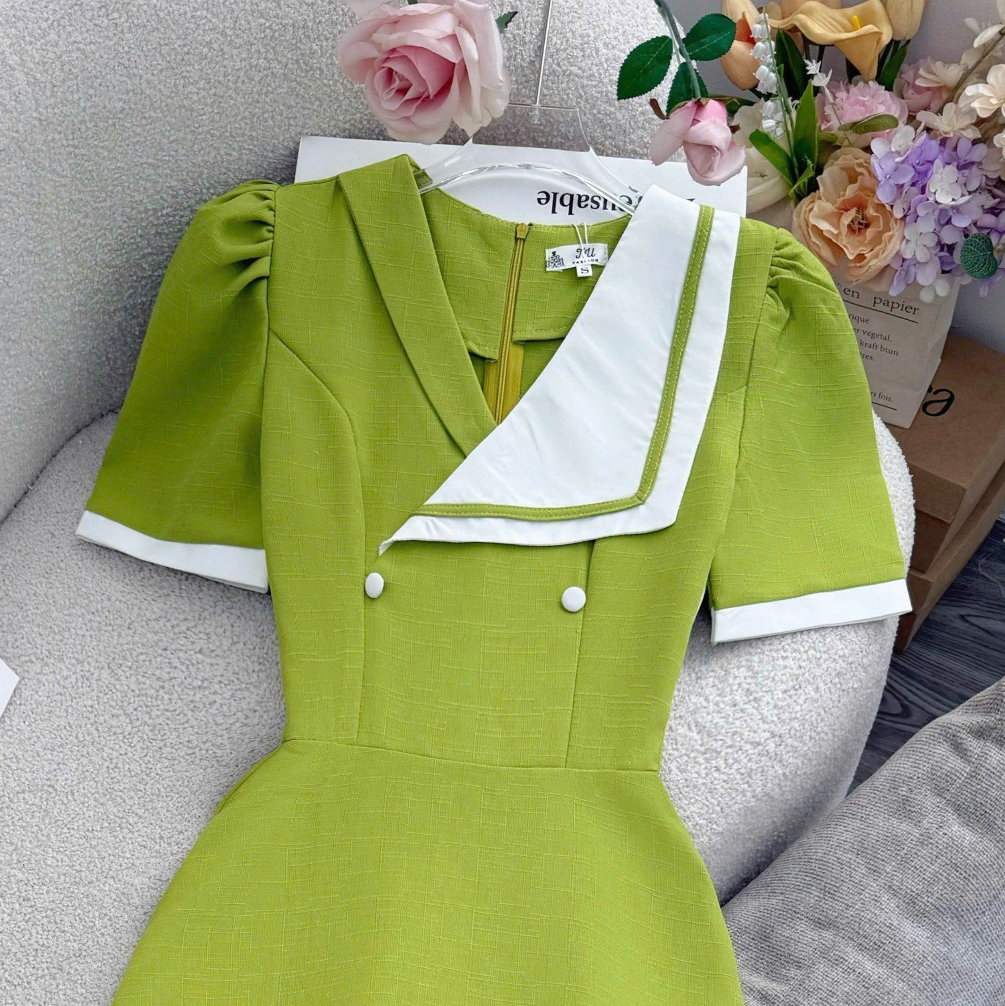 Đầm Linen Gân Thiết Kế TuTu Store Phù Hợp Công Sở Dành Cho Nữ - Mã D1439