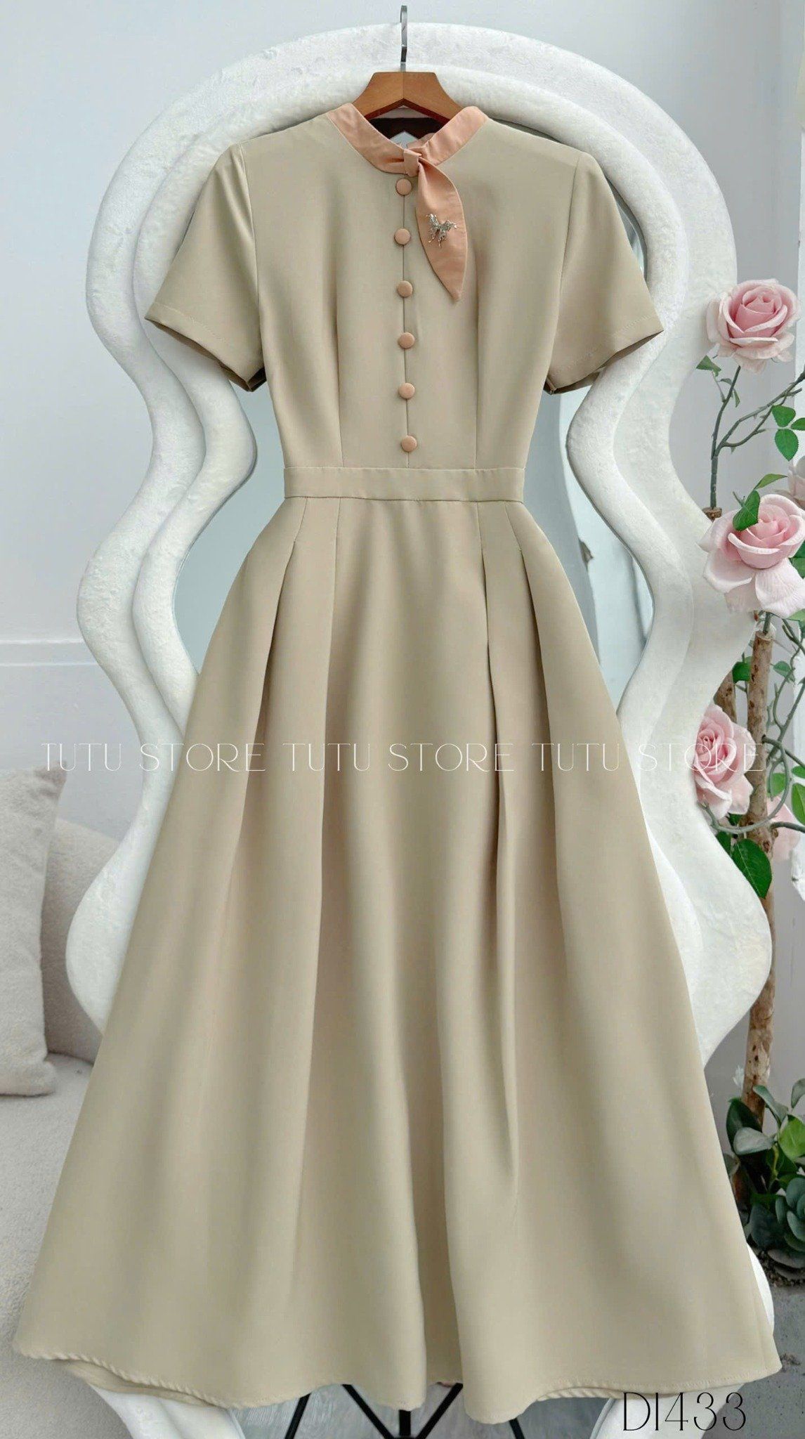 Đầm Cotton Mịn Thiết Kế TuTu Store Phù Hợp Đi Làm Dành Cho Nữ - Mã D1433