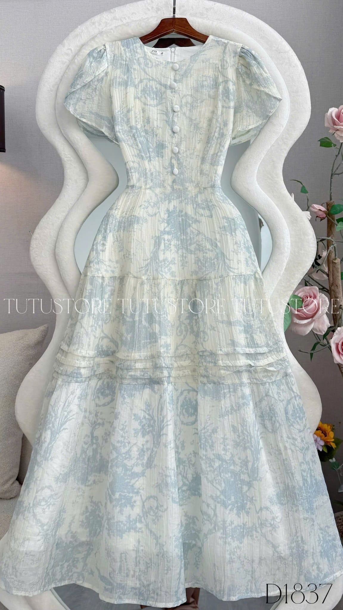 Đầm Thiết Kế Cổ Tròn Tùng Xòe Nhẹ Nhàng Công Sở TuTu Store Mã D1837