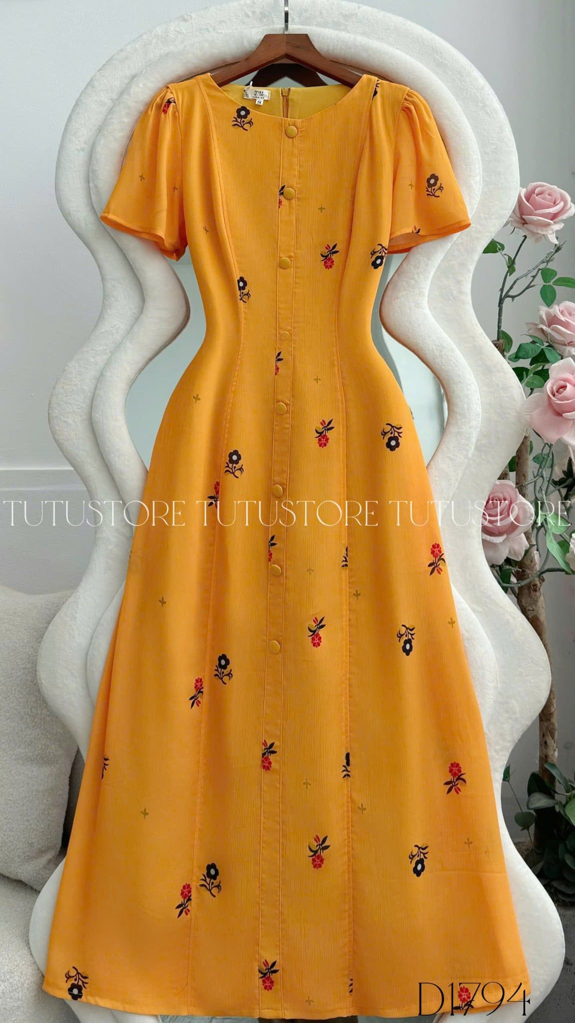 Đầm Thiết Kế Nút Kiểu Dáng Dài Thanh Lịch Đi Chơi TuTu Store Mã D1794