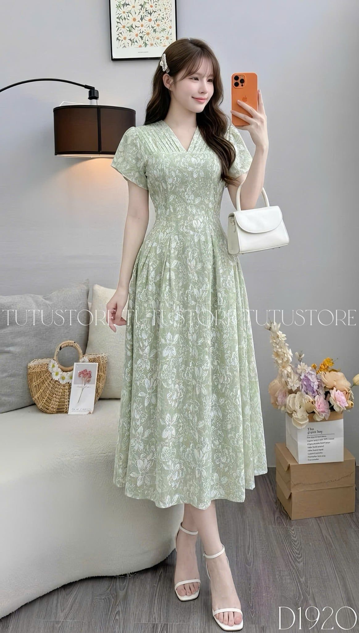 Đầm Thiết Kế  Chiết Eo Cổ V Dáng Dài Đi Tiệc TuTu Store Mã D1920