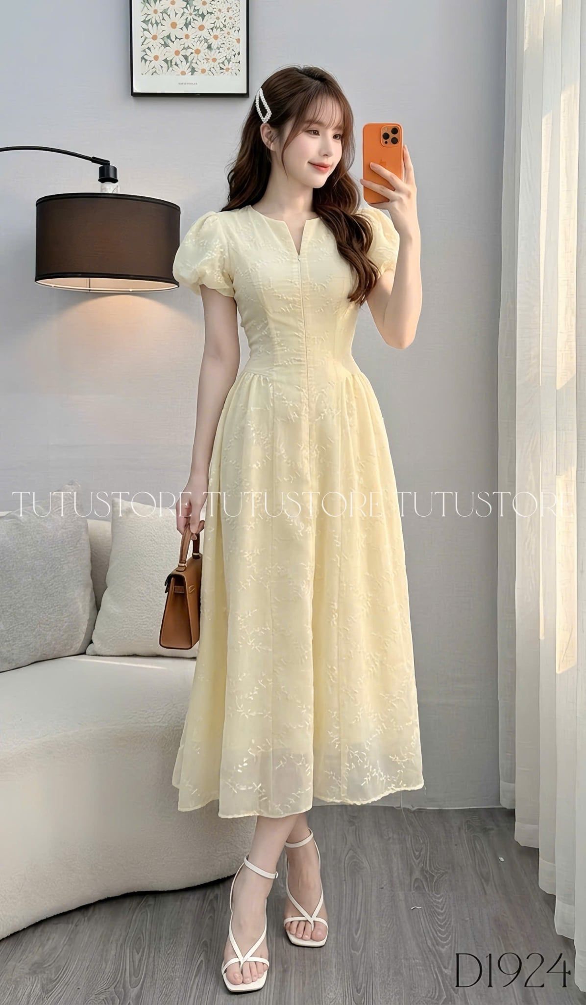 Đầm Thiết Kế Tay Bí Dây Kéo Phía Trước Dáng Xòe Đầm Đi Tiệc TuTu Store Mã D1924