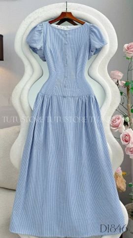 Đầm Thiết Kế Cổ Tròn Tay Bồng Sọc Dáng Xòe Đầm Đi Tiệc TuTu Store Mã D1846