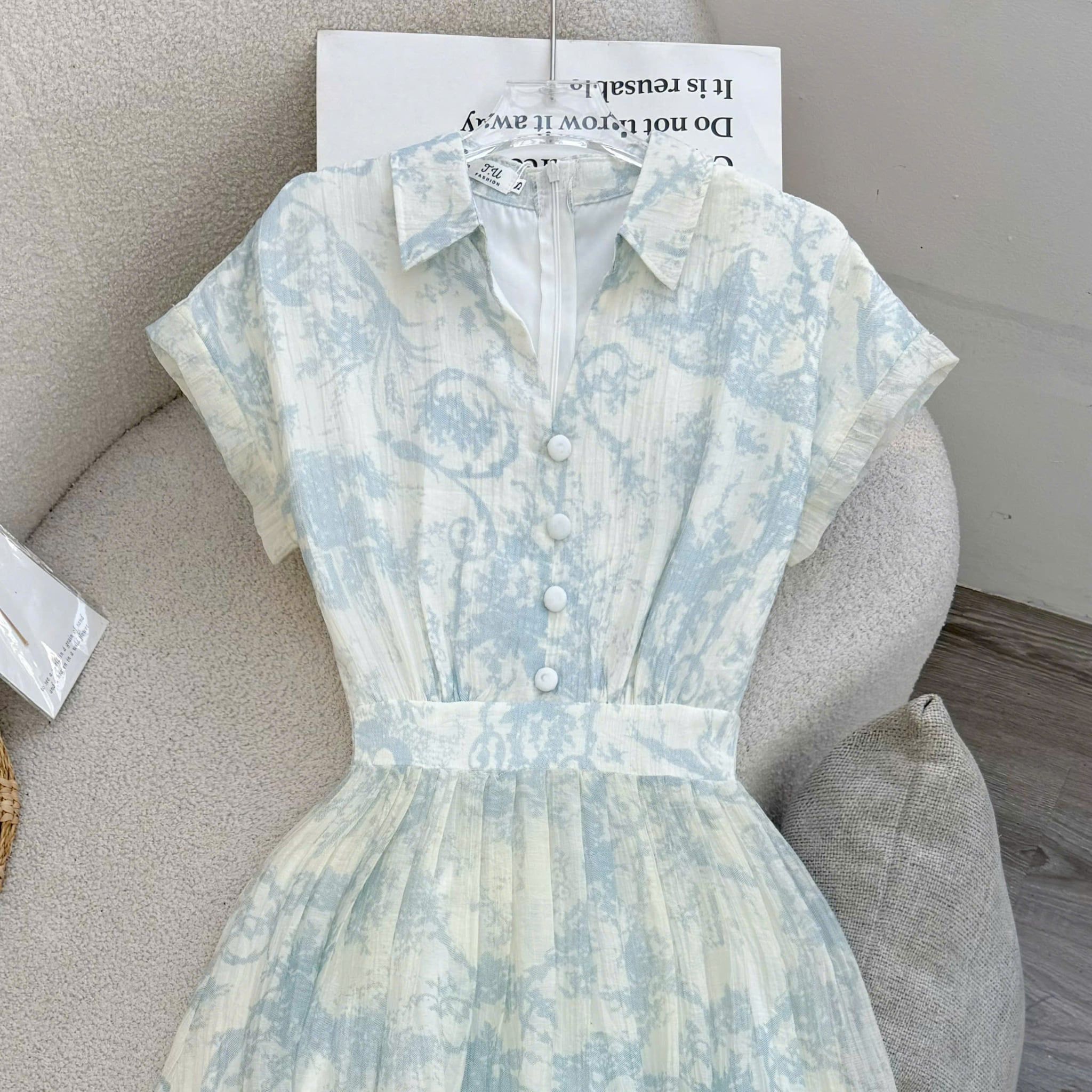 Đầm Thiết Kế Cổ Sơ Mi Ngắn Tay Dáng Xòe Công Sở TuTu Store Mã D1817