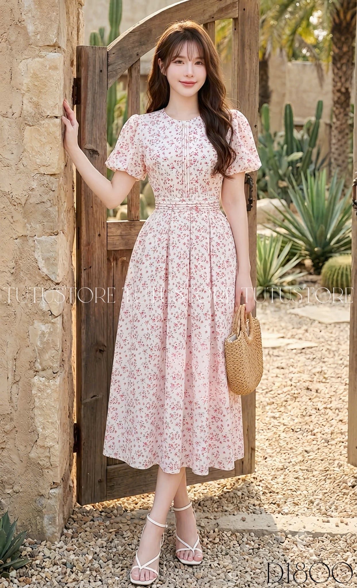 Đầm Thiết Kế Cổ Tròn Dáng Xòe Hoa Nhí Đi Chơi TuTu Store Mã D1800