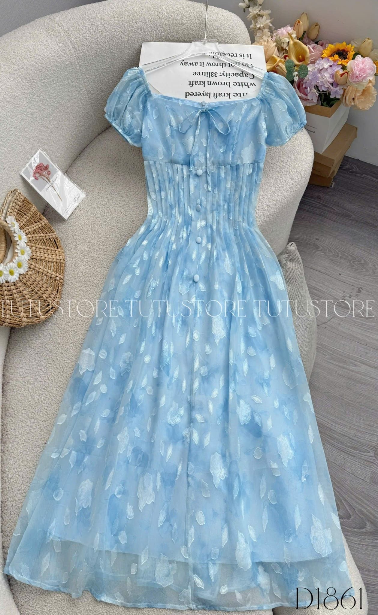Đầm Thiết Kế Cổ Vuông Dáng Dài Đầm Đi Tiệc TuTu Store Mã D1861