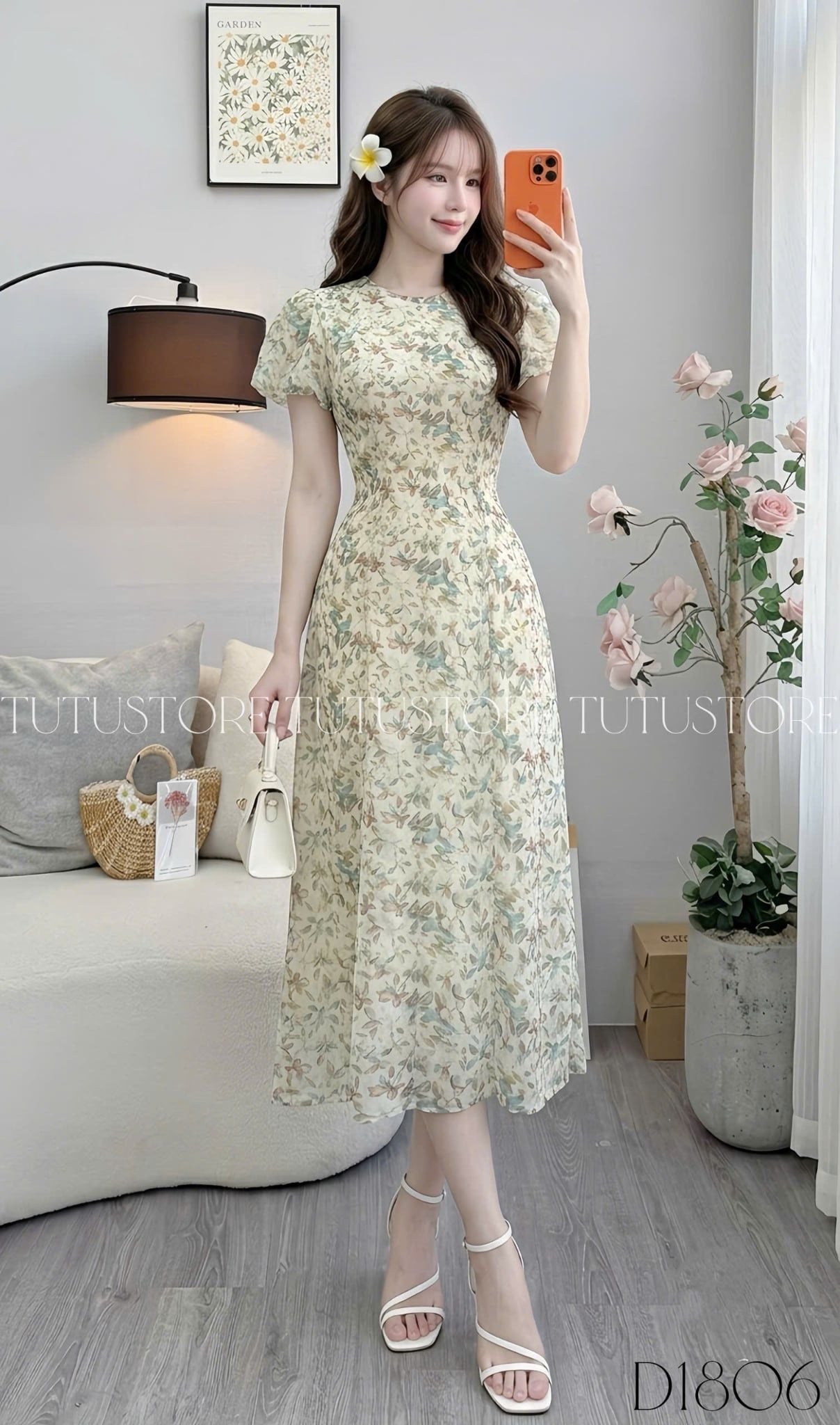 Đầm Thiết Kế Cổ Tròn Ngắn Tay Dáng A Dài Đi Chơi TuTu Store Mã D1806