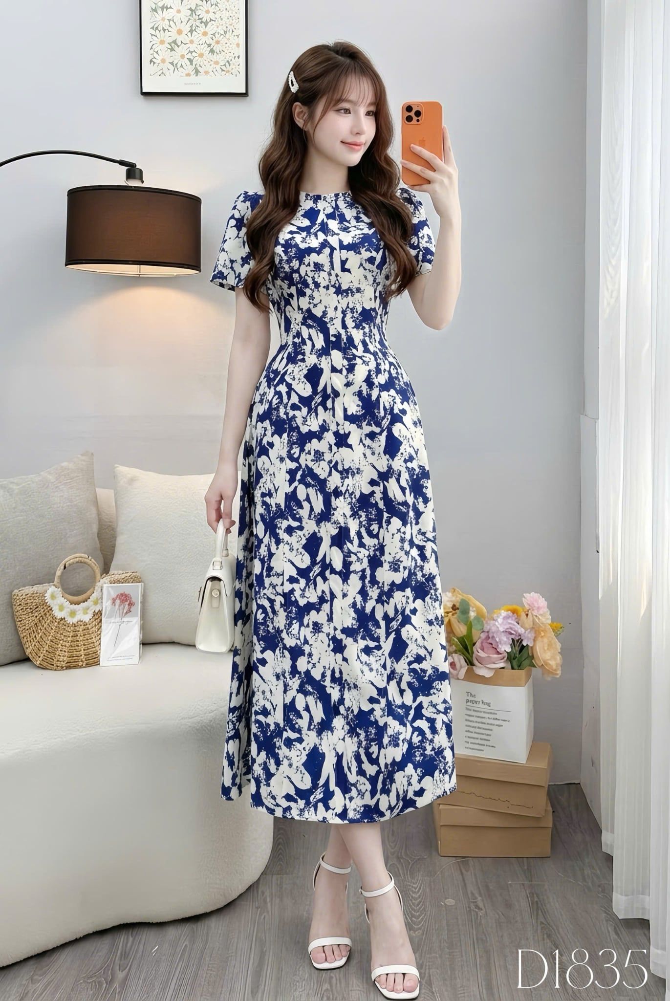 Đầm Thiết Ké Cổ Tròn Đính Nút Kiểu Dáng A Đi Chơi TuTu Store Mã D1835