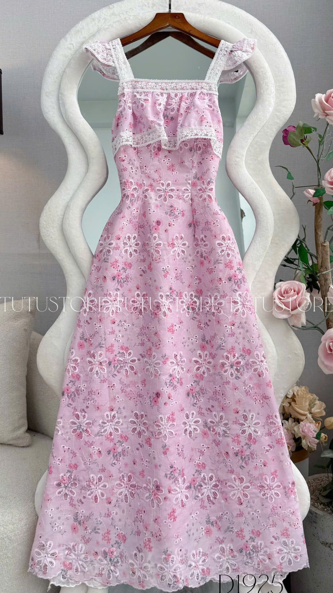 Đầm Thiết Kế Hai Dây Bèo Nhún Dáng Dài Đầm Đi Tiệc TuTu Store Mã D1925