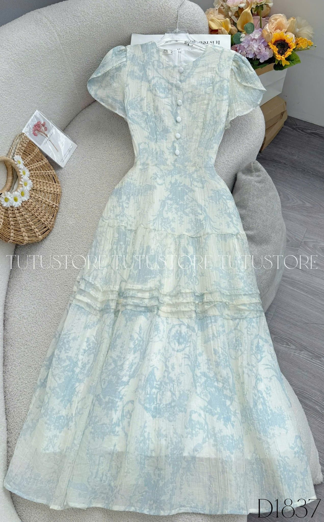 Đầm Thiết Kế Cổ Tròn Tùng Xòe Nhẹ Nhàng Công Sở TuTu Store Mã D1837