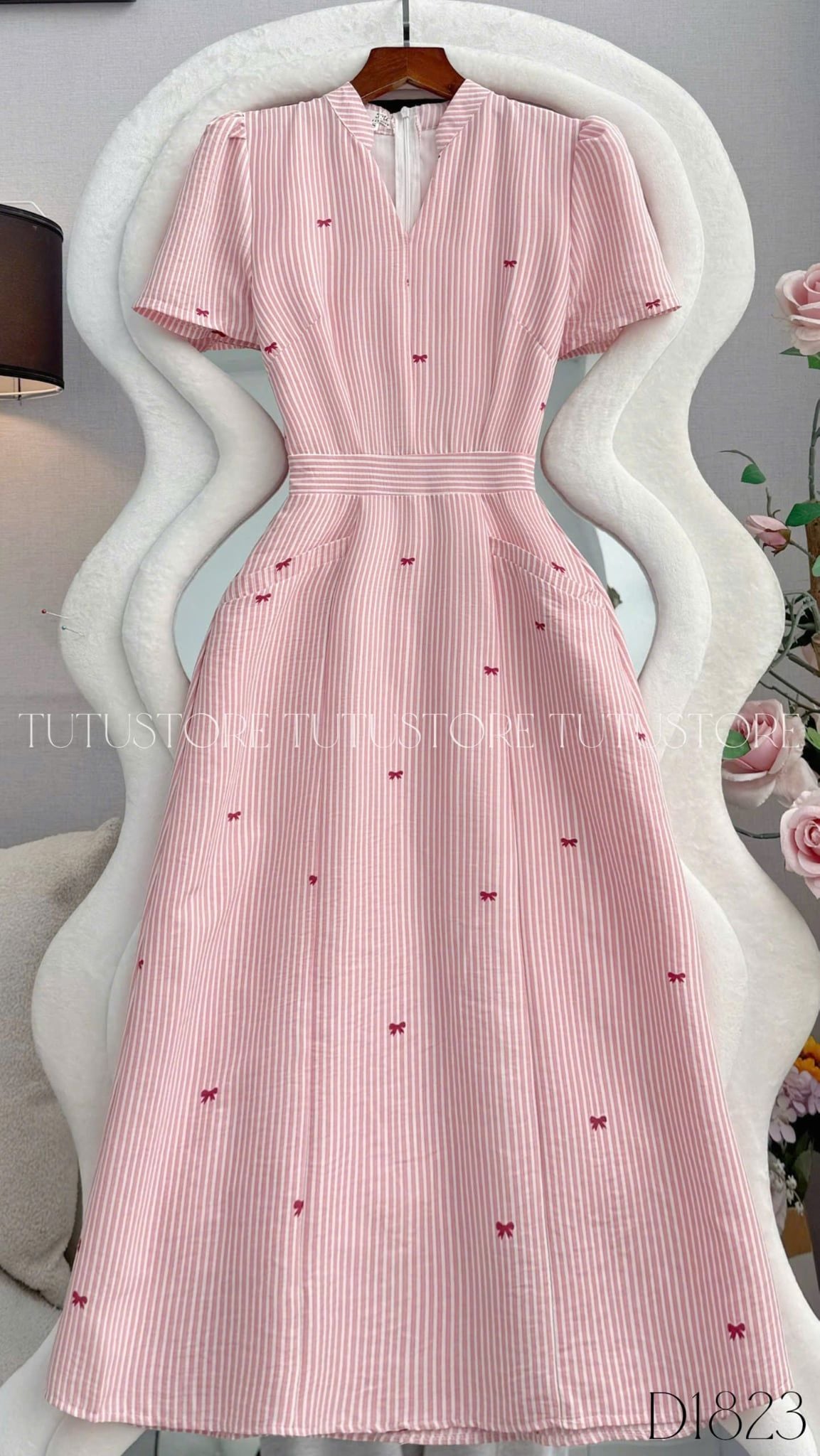 Đầm Thiết Kế Cổ V Dáng Chữ A Công Sở TuTu Store Mã D1823