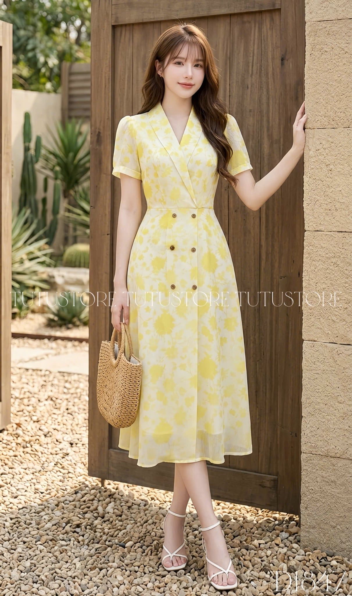 Đầm Hoa Thiết Kế Cổ V Dáng Dài Đầm Đi Tiệc TuTu Store Mã D1847