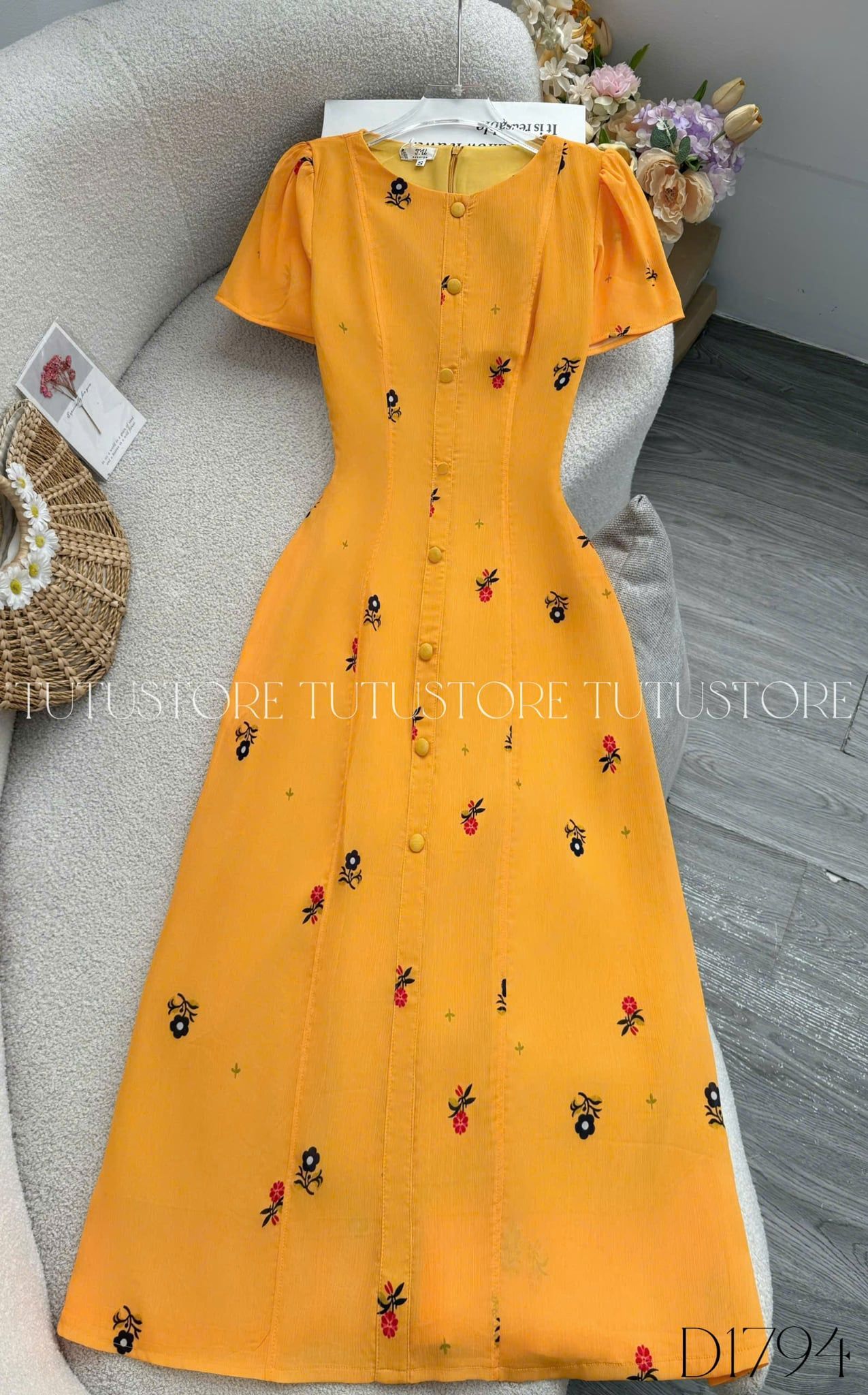 Đầm Thiết Kế Nút Kiểu Dáng Dài Thanh Lịch Đi Chơi TuTu Store Mã D1794