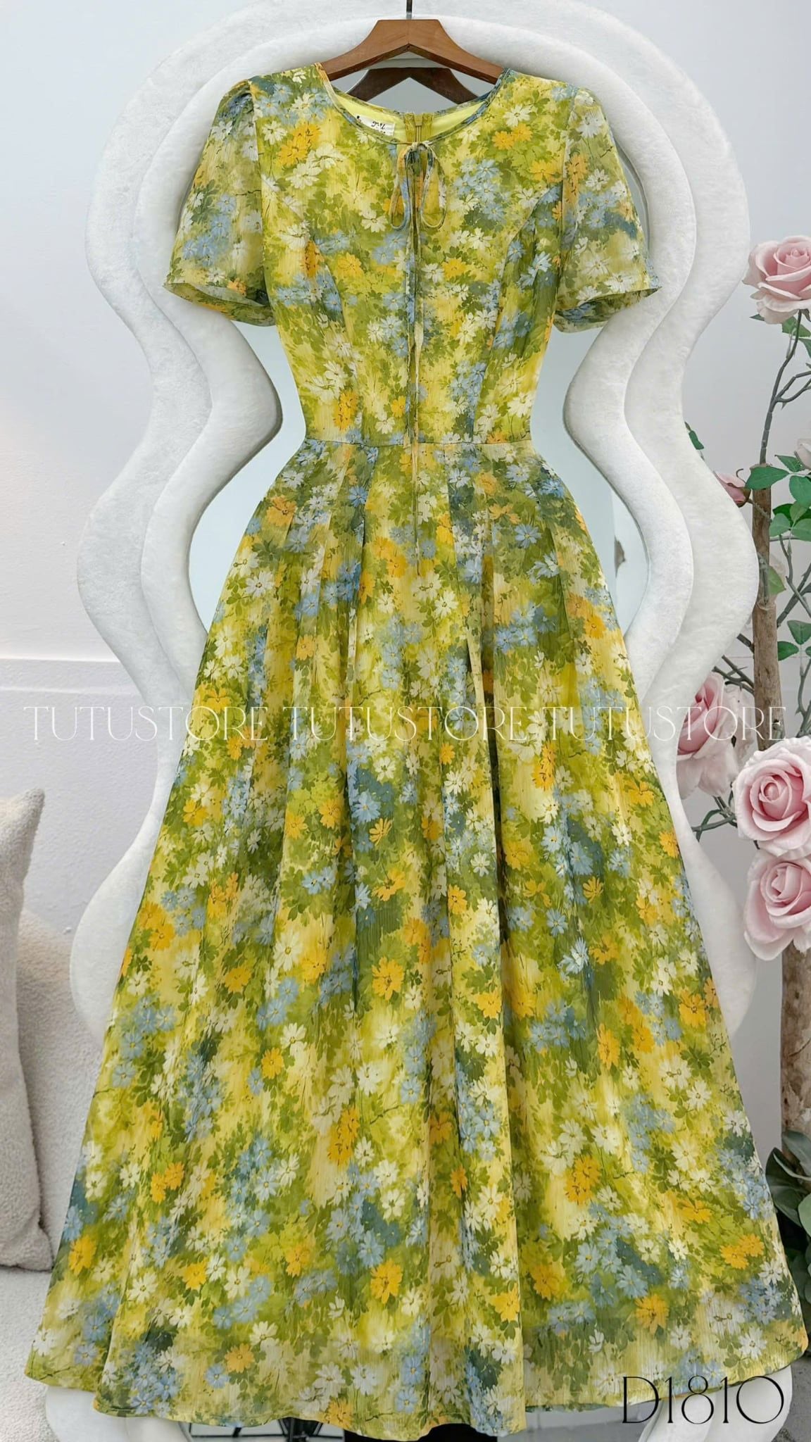 Đầm Hoa Thiết Kế Cổ Tròn Dáng Xòe Đi Chơi TuTu Store Mã D1810