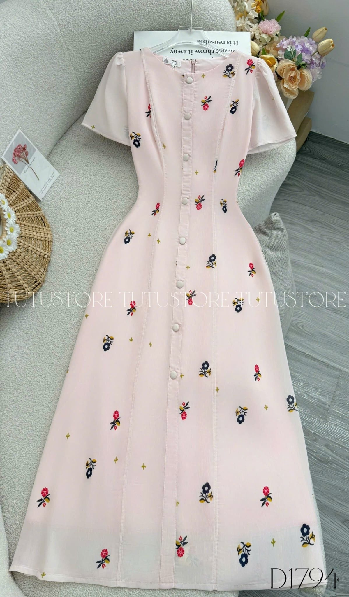 Đầm Thiết Kế Nút Kiểu Dáng Dài Thanh Lịch Đi Chơi TuTu Store Mã D1794