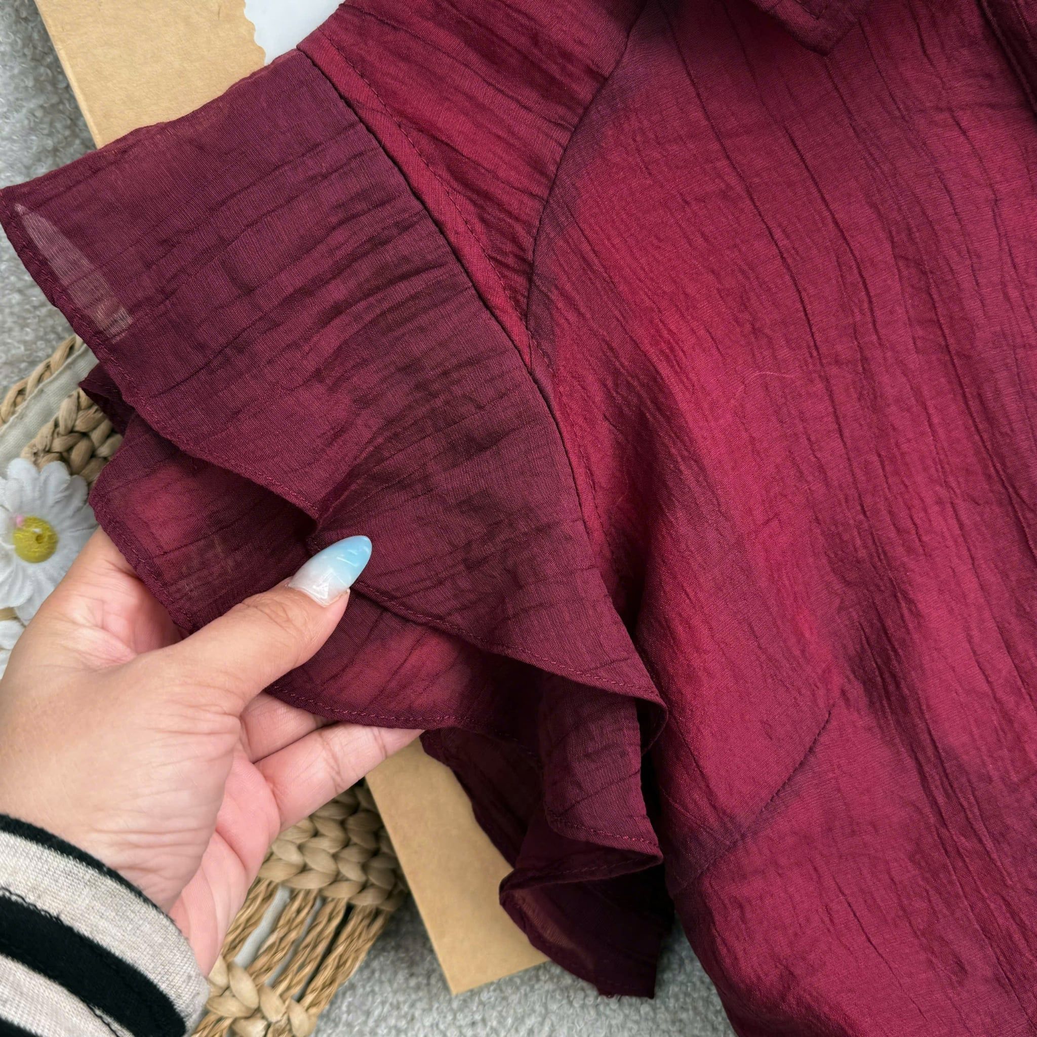Áo Thiết Kế Cổ Sơ Mi Vai Bèo Đi Chơi TuTu Store Mã A605