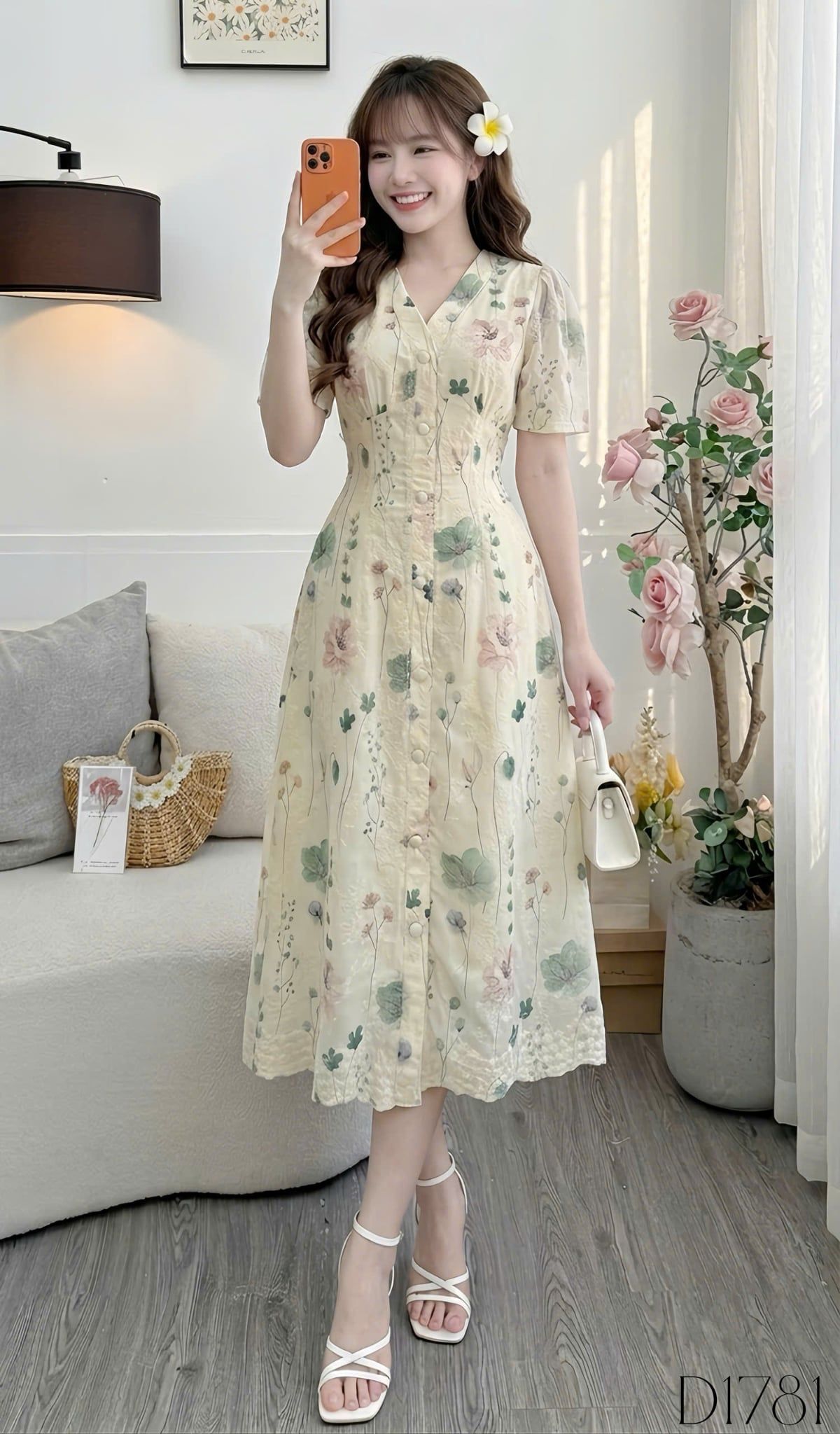 Đầm Hoa Thiết Kế Cổ Tim Dáng A Đi Chơi TuTu Store Mã D1781