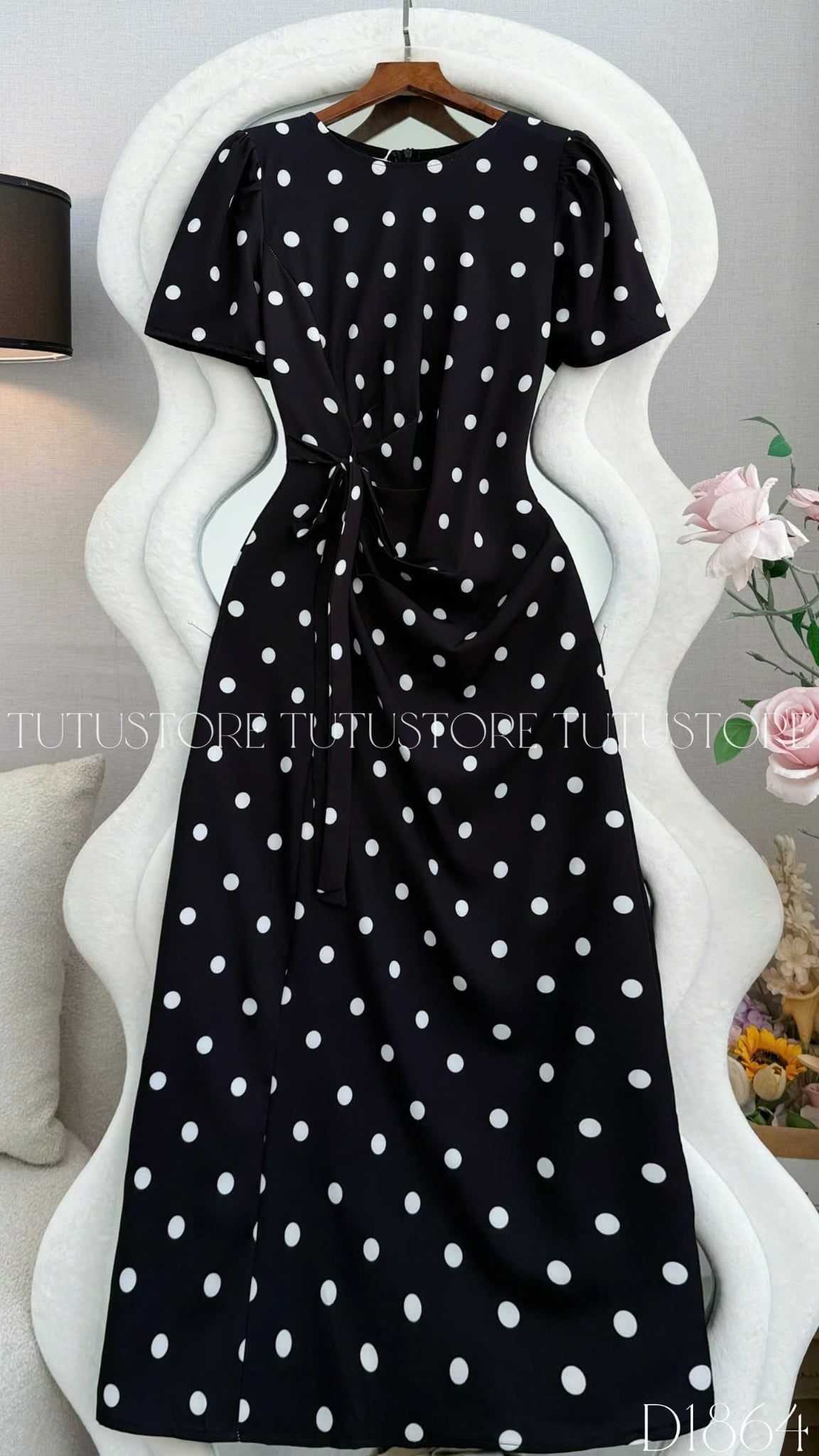 Đầm Thiết Kế Cổ Tròn Nhấn Eo Dáng Dài Đầm Đi Tiệc TuTu Store Mã D1864