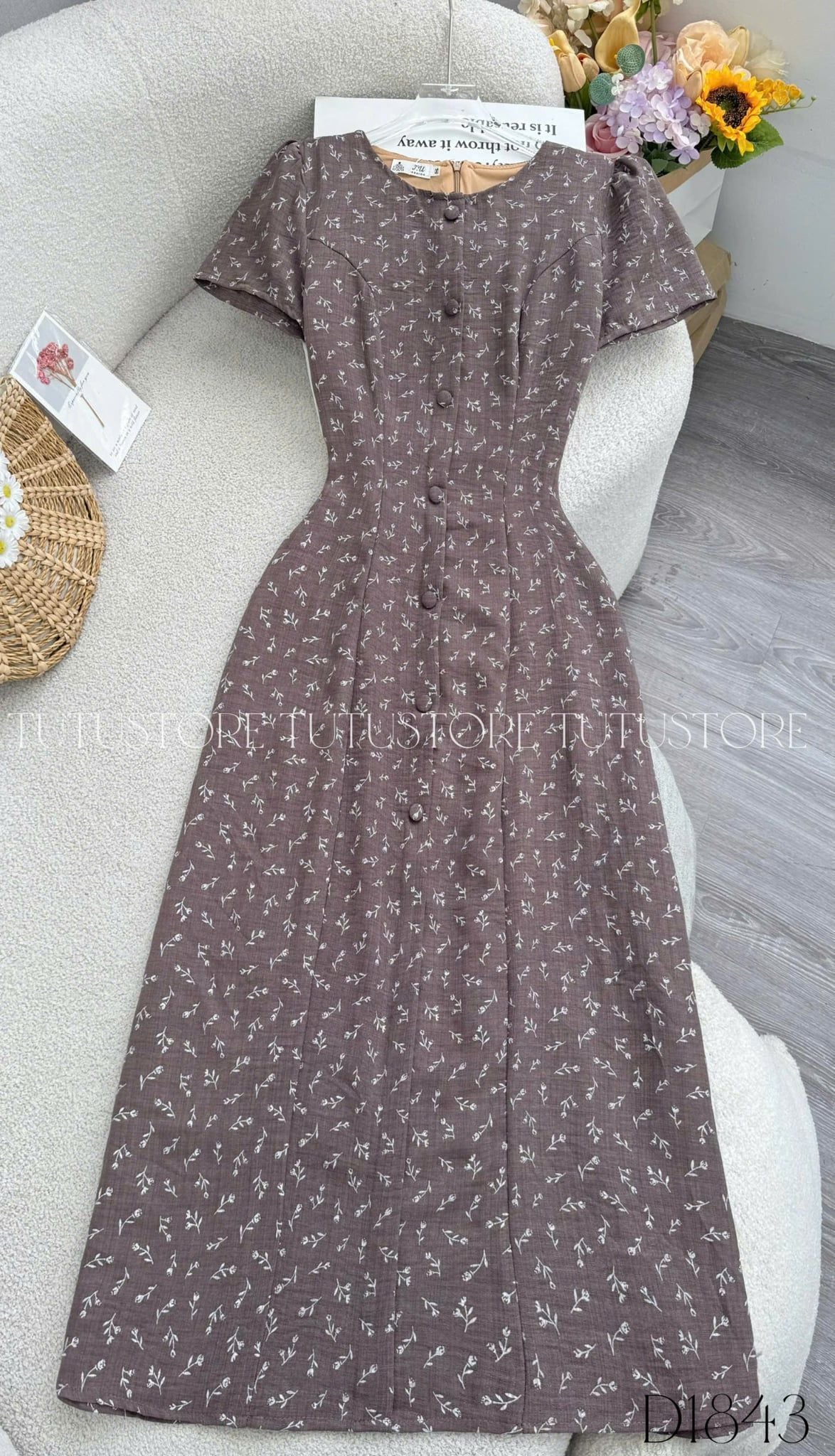 Đầm Thiết Kế Cổ Tròn Dáng Chữ A Hoa Nhí Đi Chơi TuTu Store Mã D1843