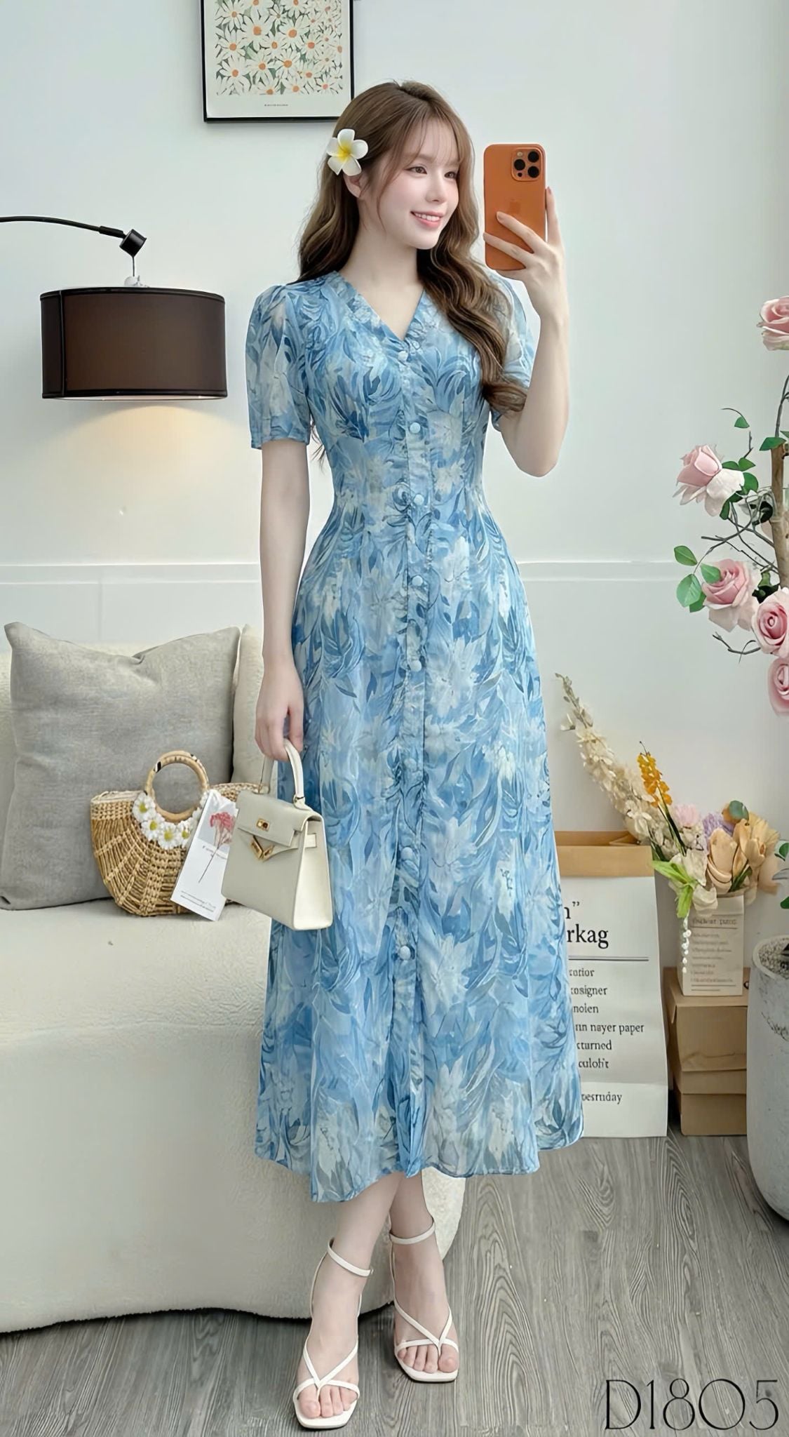 Đầm Thiết Kế Cổ V Chiết Eo Dáng Dài Đi Chơi TuTu Store Mã D1805