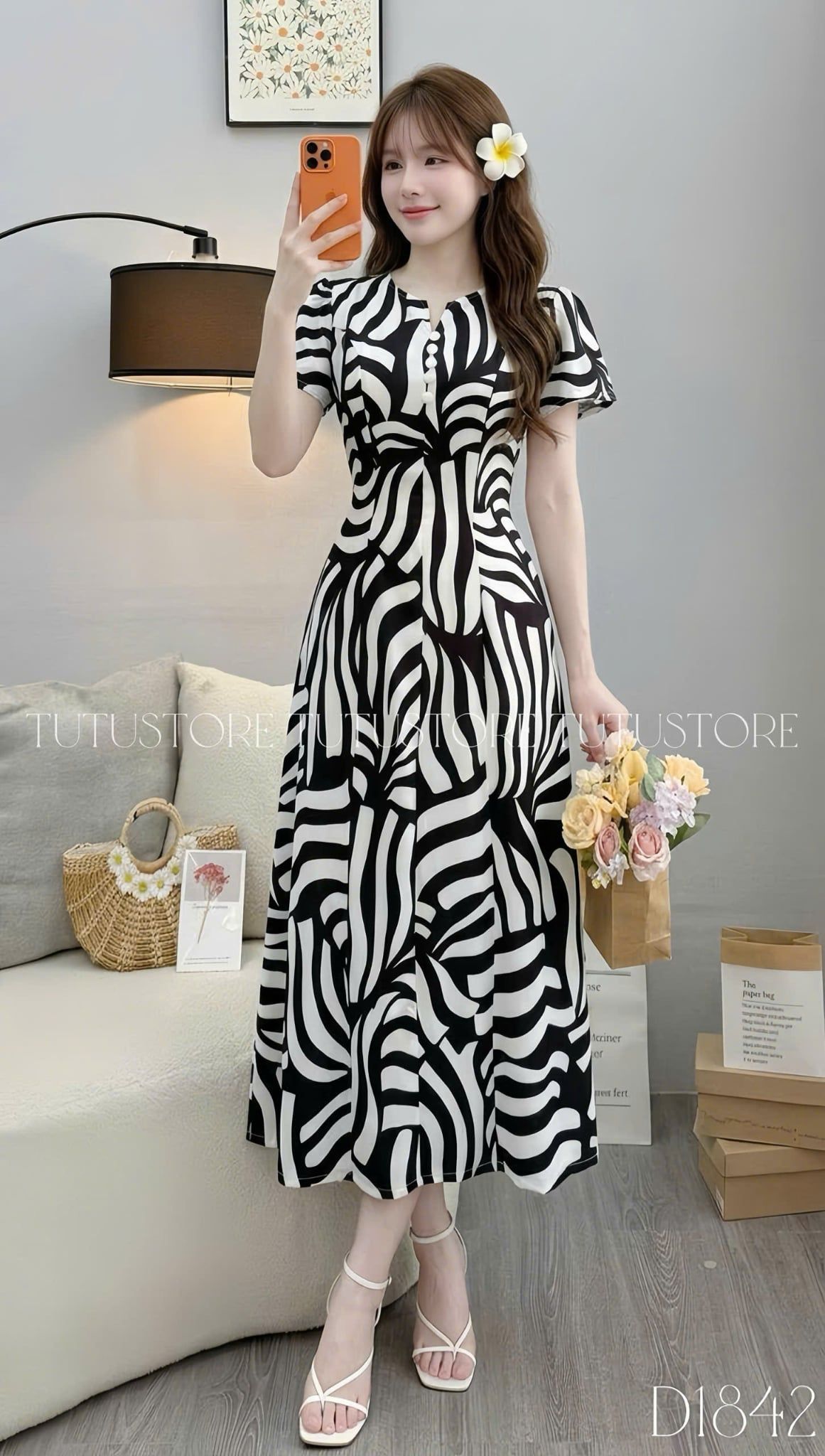 Đầm Thiết Kế Cổ Tròn Dáng Dài Đi Chơi TuTu Store Mã D1842