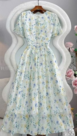 Đầm Thiết Kế Cổ Tròn Dáng Xòe Hoa Nhí Đầm Đi Tiệc TuTu Store Mã D1855