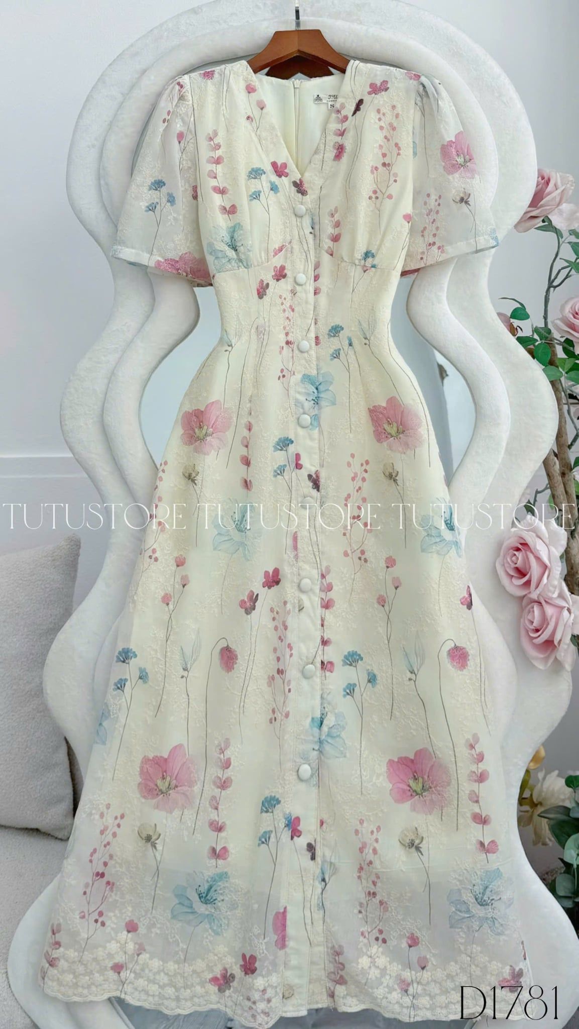 Đầm Hoa Thiết Kế Cổ Tim Dáng A Đi Chơi TuTu Store Mã D1781