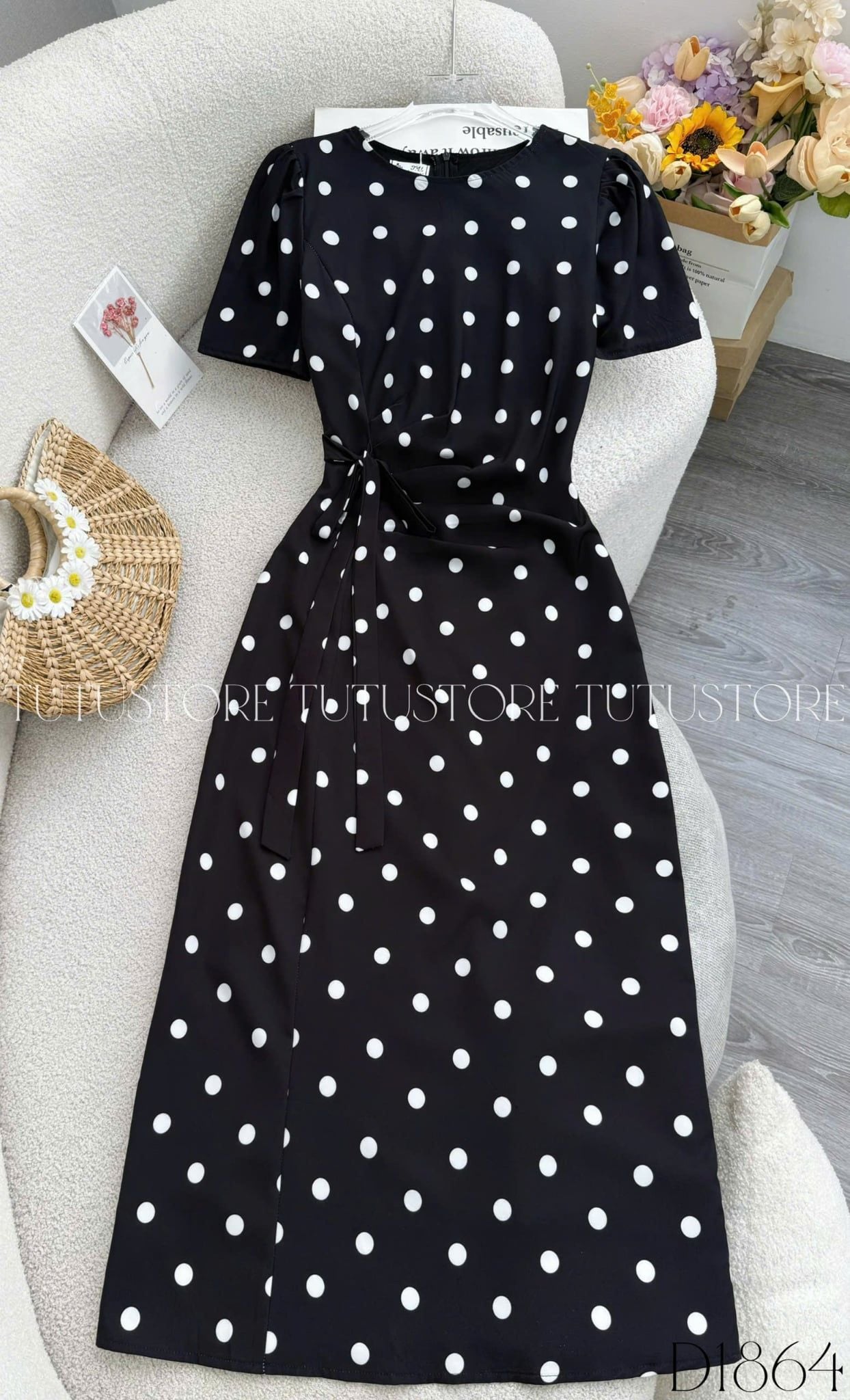 Đầm Thiết Kế Cổ Tròn Nhấn Eo Dáng Dài Đầm Đi Tiệc TuTu Store Mã D1864