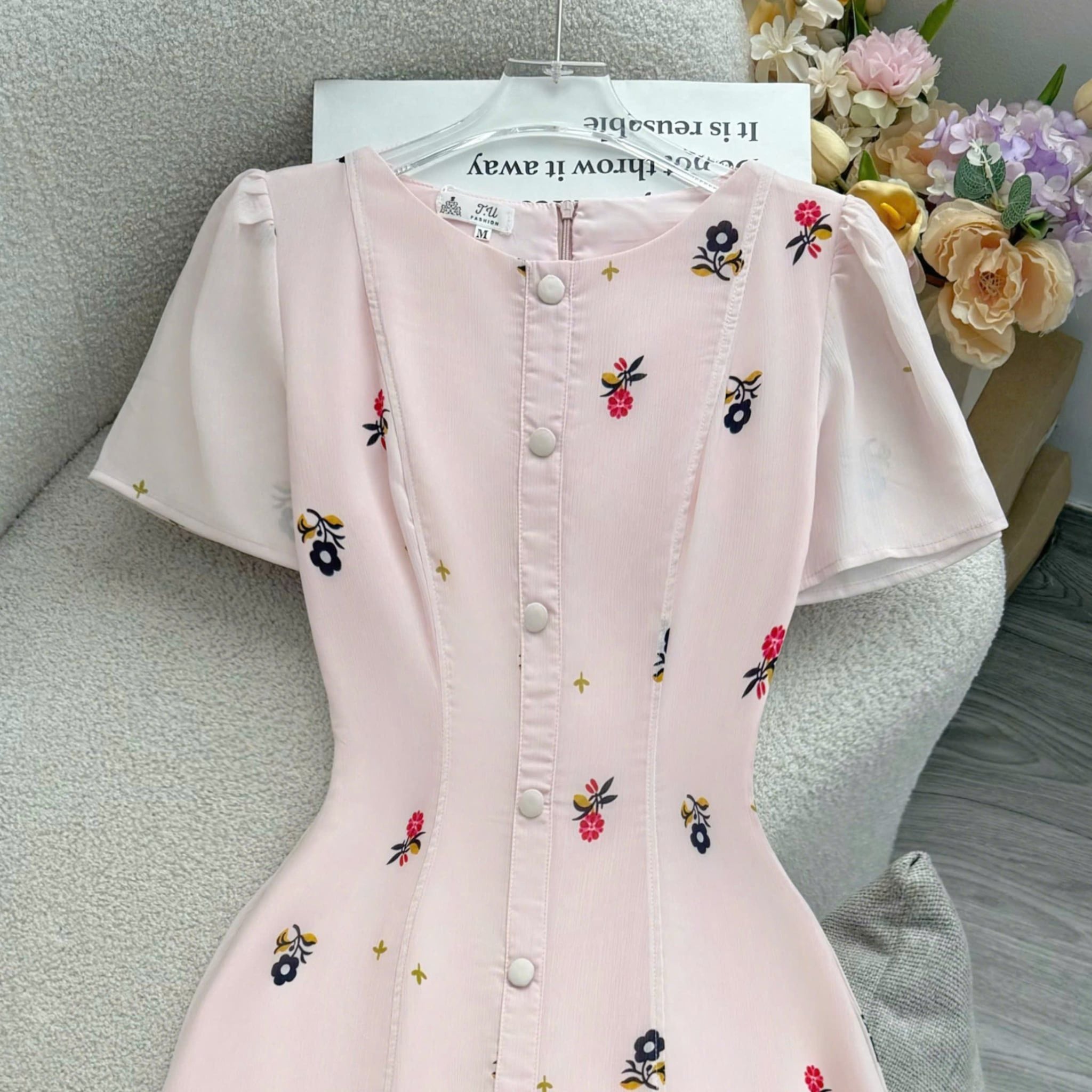 Đầm Thiết Kế Nút Kiểu Dáng Dài Thanh Lịch Đi Chơi TuTu Store Mã D1794