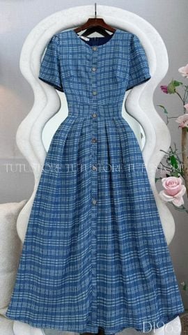 Đầm Thiết Kế Cổ Tròn Đính Nút Kiểu  Dáng Xòe Đầm Đi Tiệc TuTu Store Mã D1963