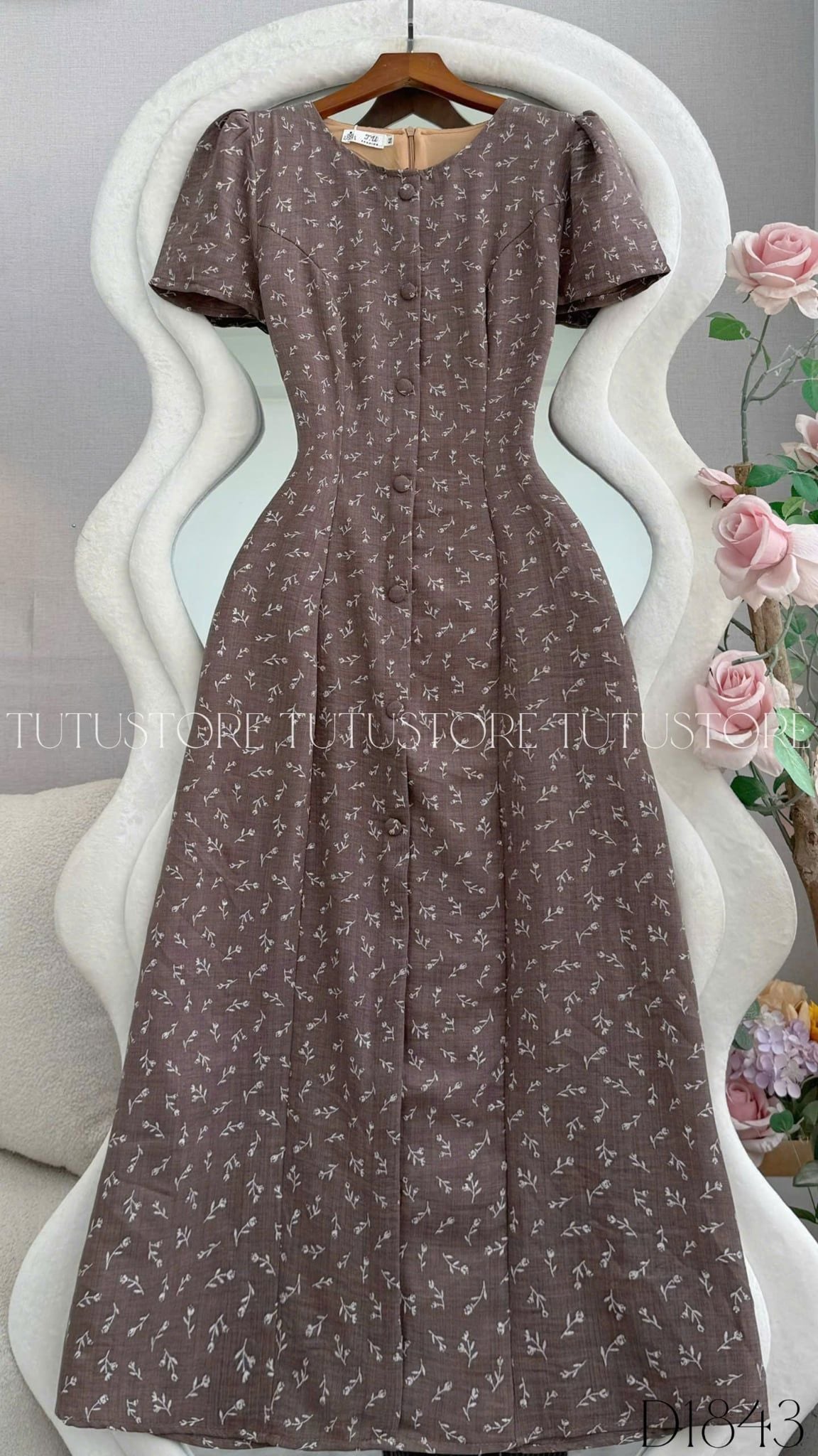 Đầm Thiết Kế Cổ Tròn Dáng Chữ A Hoa Nhí Đi Chơi TuTu Store Mã D1843