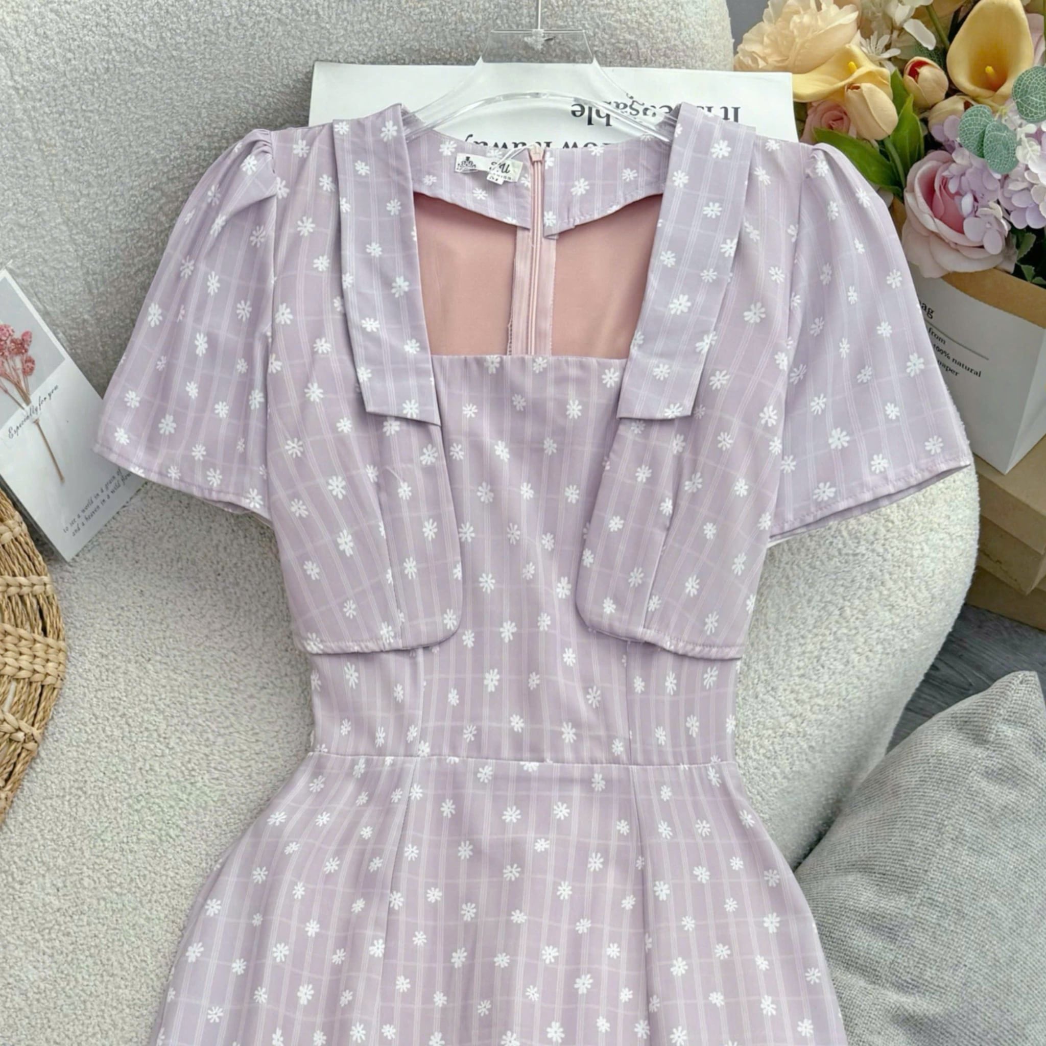 Đầm Thiết Kiểu Dáng Chữ A Hoa Nhí Đầm Đi Tiệc TuTu Store Mã D1854