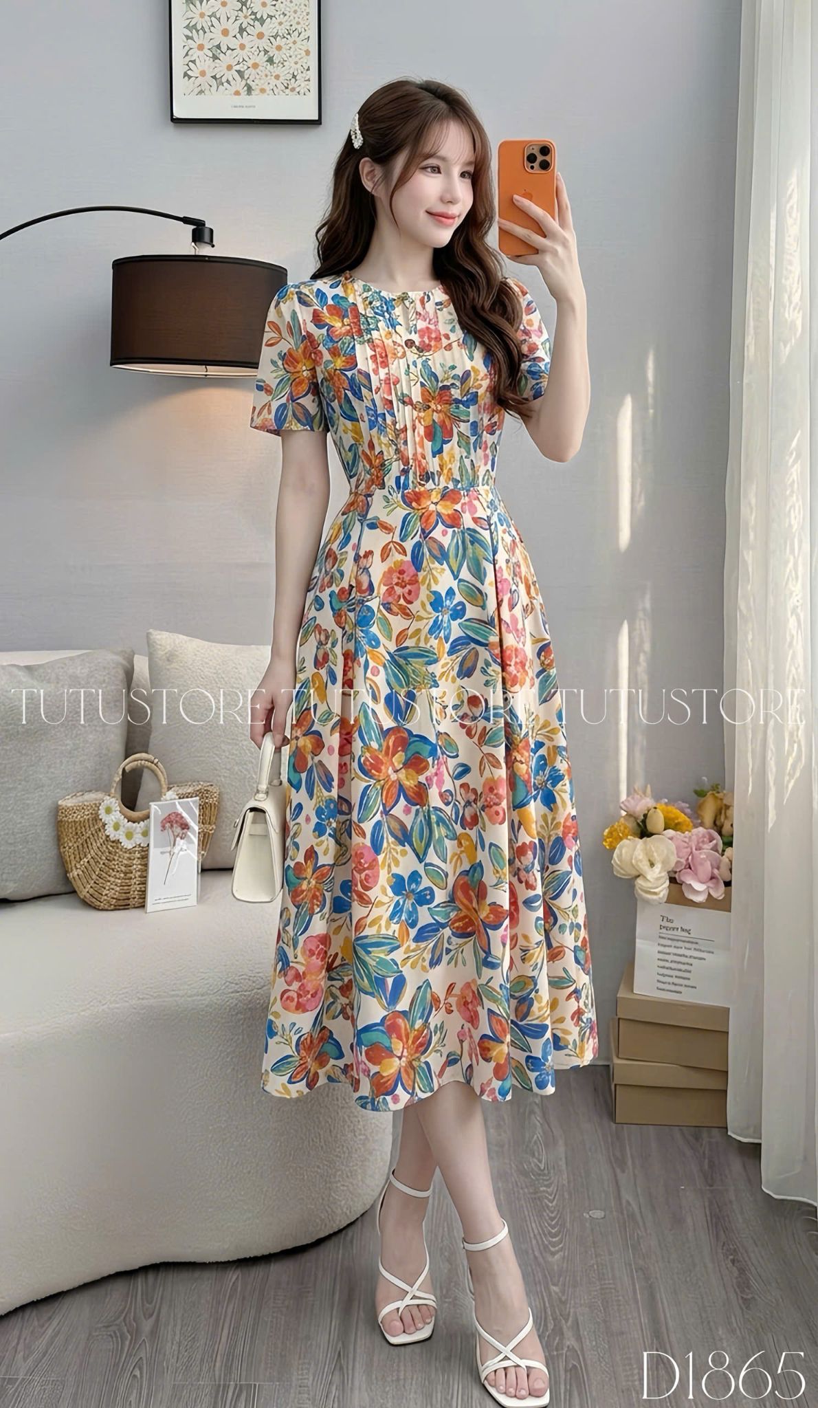 Đầm Thiết Kế Cổ Tròn Đính Nút Trước Ngực Dáng Dài Đầm Đi Tiệc TuTu Store Mã D1865