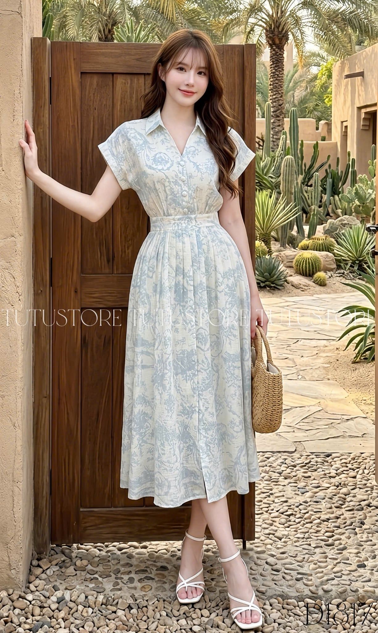 Đầm Thiết Kế Cổ Sơ Mi Ngắn Tay Dáng Xòe Công Sở TuTu Store Mã D1817