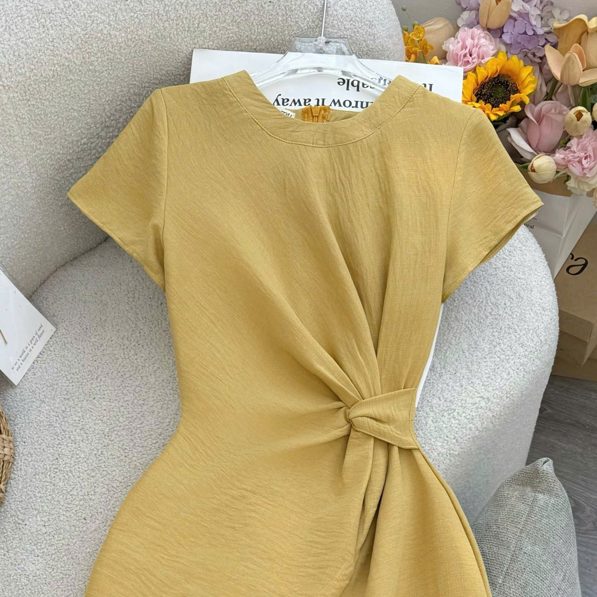 Đầm Thiết Kế Cổ Tròn Nhấn Eo Dáng Dài Đầm Đi Tiệc TuTu Store Mã D1867