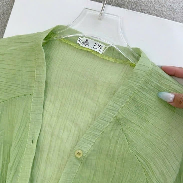 Áo Thiết Kế Kiểu Sơ Mi Mỏng Khoác Ngoài Có Vạt Dài Buộc Eo TuTu Store Mã AS669