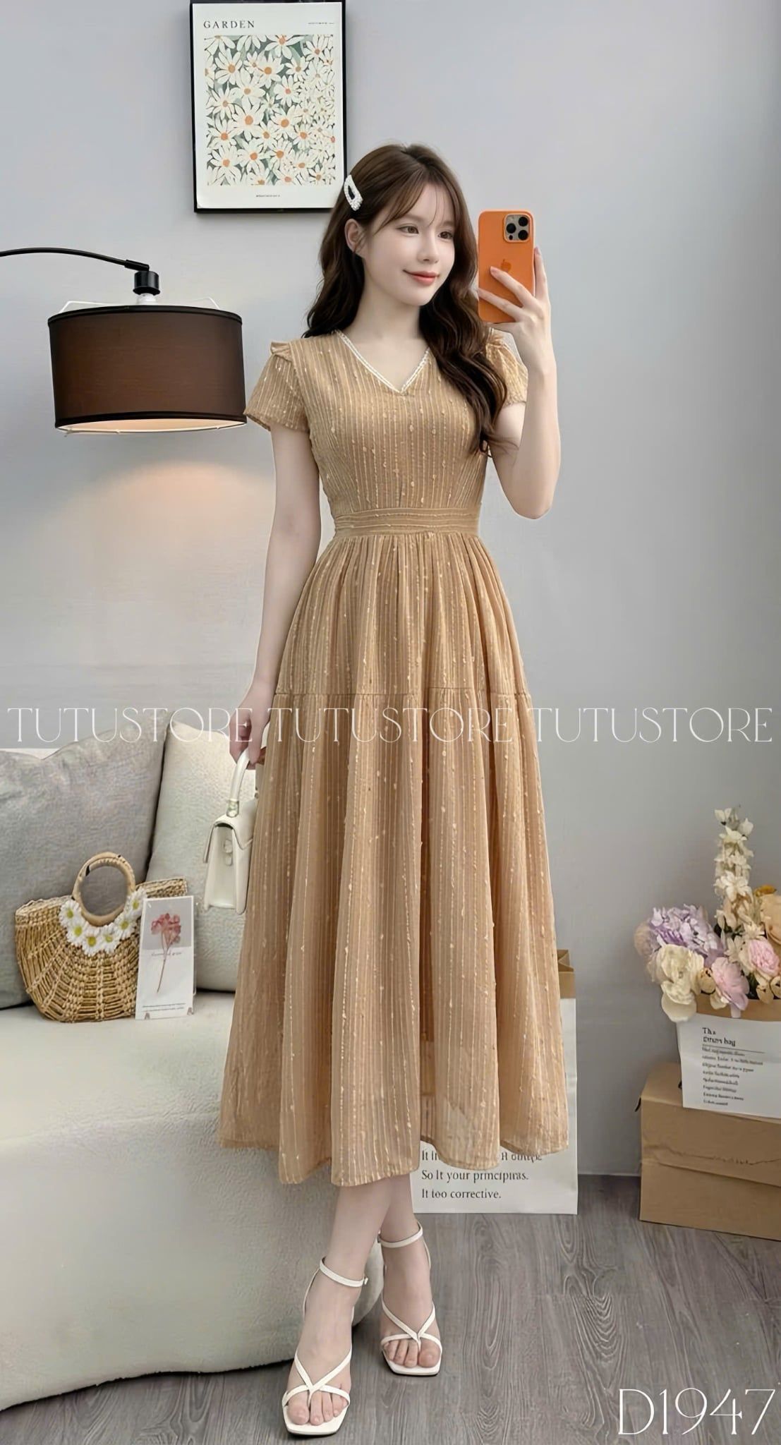 Đầm Thiết Kế Cổ V Chiết Eo Dáng Xòe Đi Tiệc TuTu Store Mã D1947
