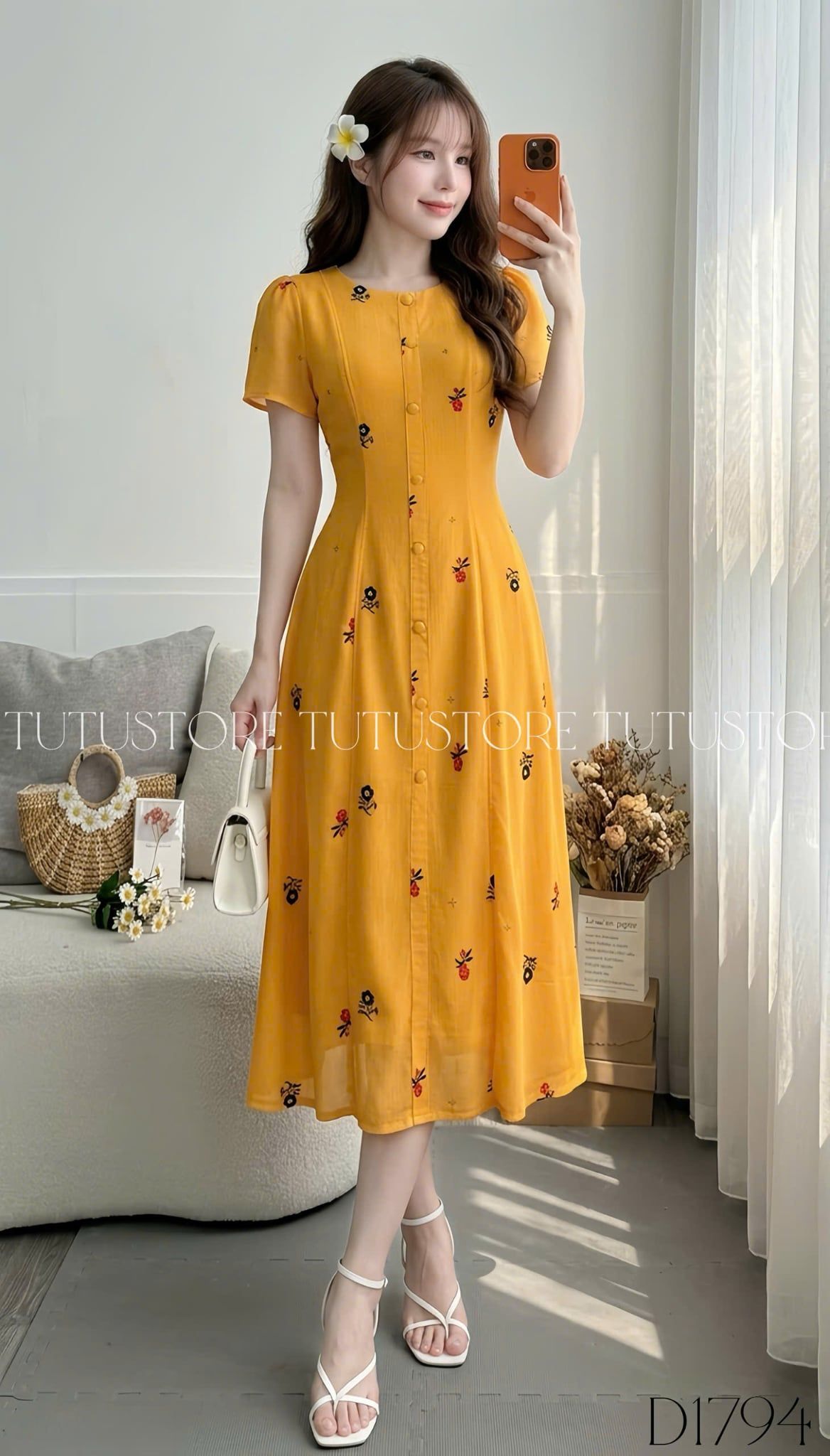 Đầm Thiết Kế Nút Kiểu Dáng Dài Thanh Lịch Đi Chơi TuTu Store Mã D1794