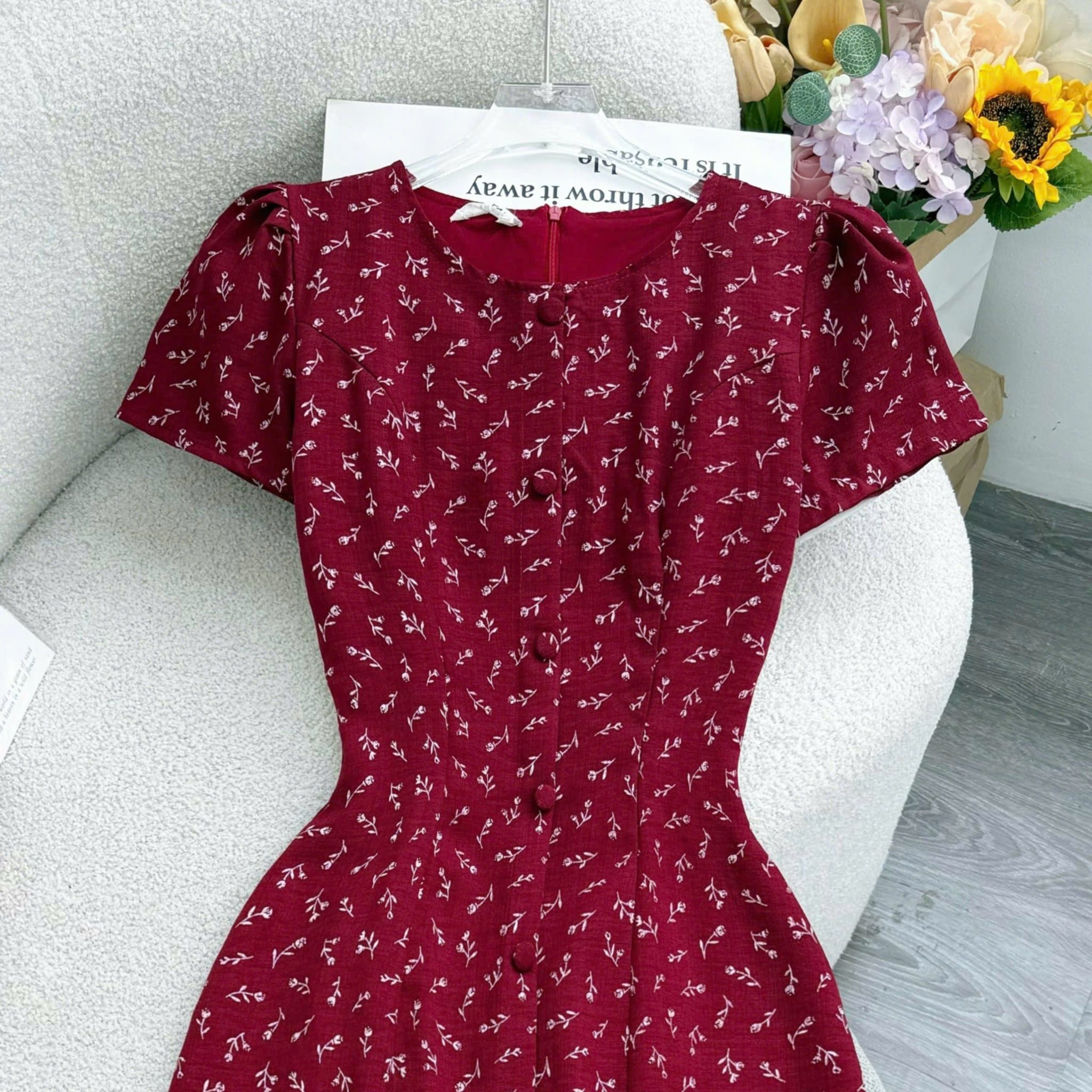 Đầm Thiết Kế Cổ Tròn Dáng Chữ A Hoa Nhí Đi Chơi TuTu Store Mã D1843