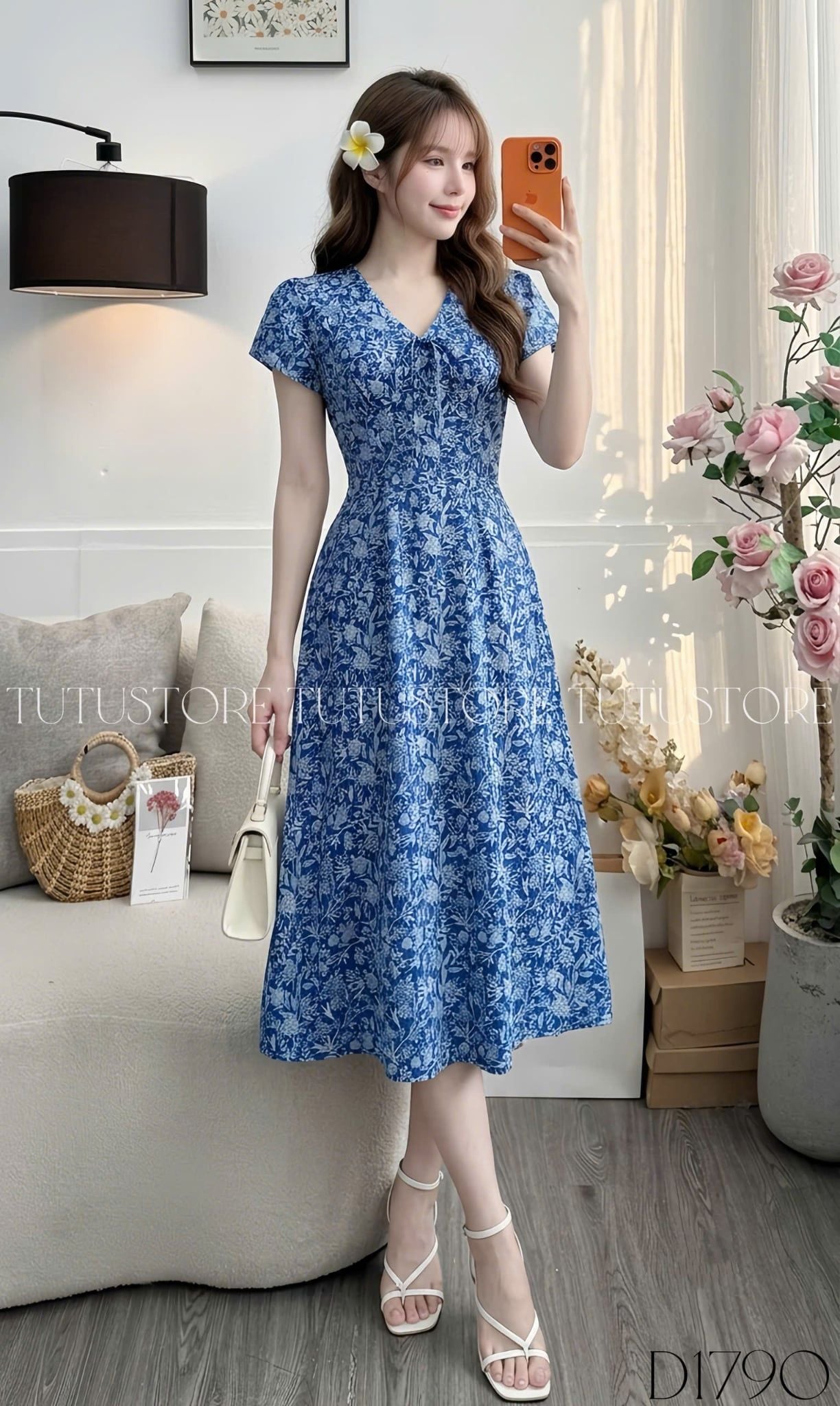 Đầm Hoa Thiết Kế Cổ V Dáng Dài Đi Chơi TuTu Store Mã D1790