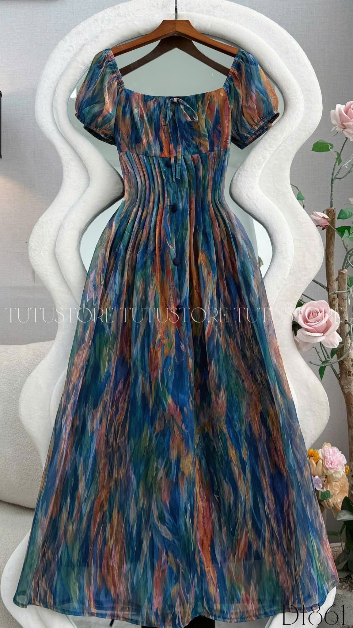 Đầm Thiết Kế Cổ Vuông Dáng Dài Đầm Đi Tiệc TuTu Store Mã D1861
