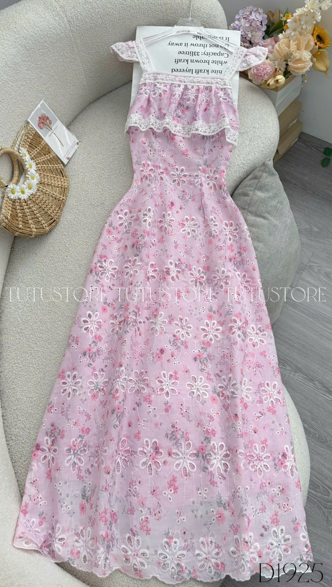 Đầm Thiết Kế Hai Dây Bèo Nhún Dáng Dài Đầm Đi Tiệc TuTu Store Mã D1925