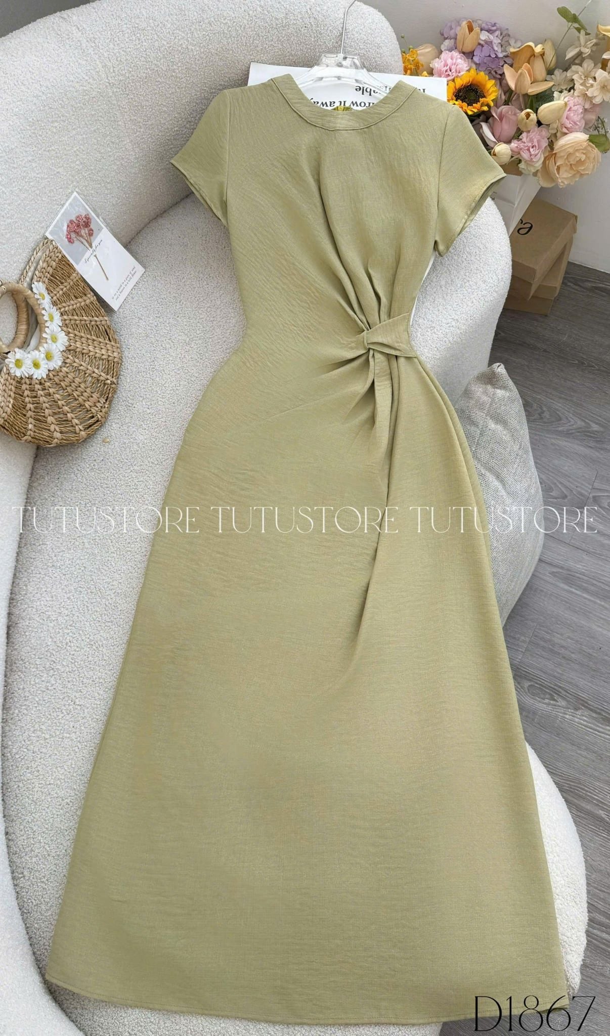 Đầm Thiết Kế Cổ Tròn Nhấn Eo Dáng Dài Đầm Đi Tiệc TuTu Store Mã D1867