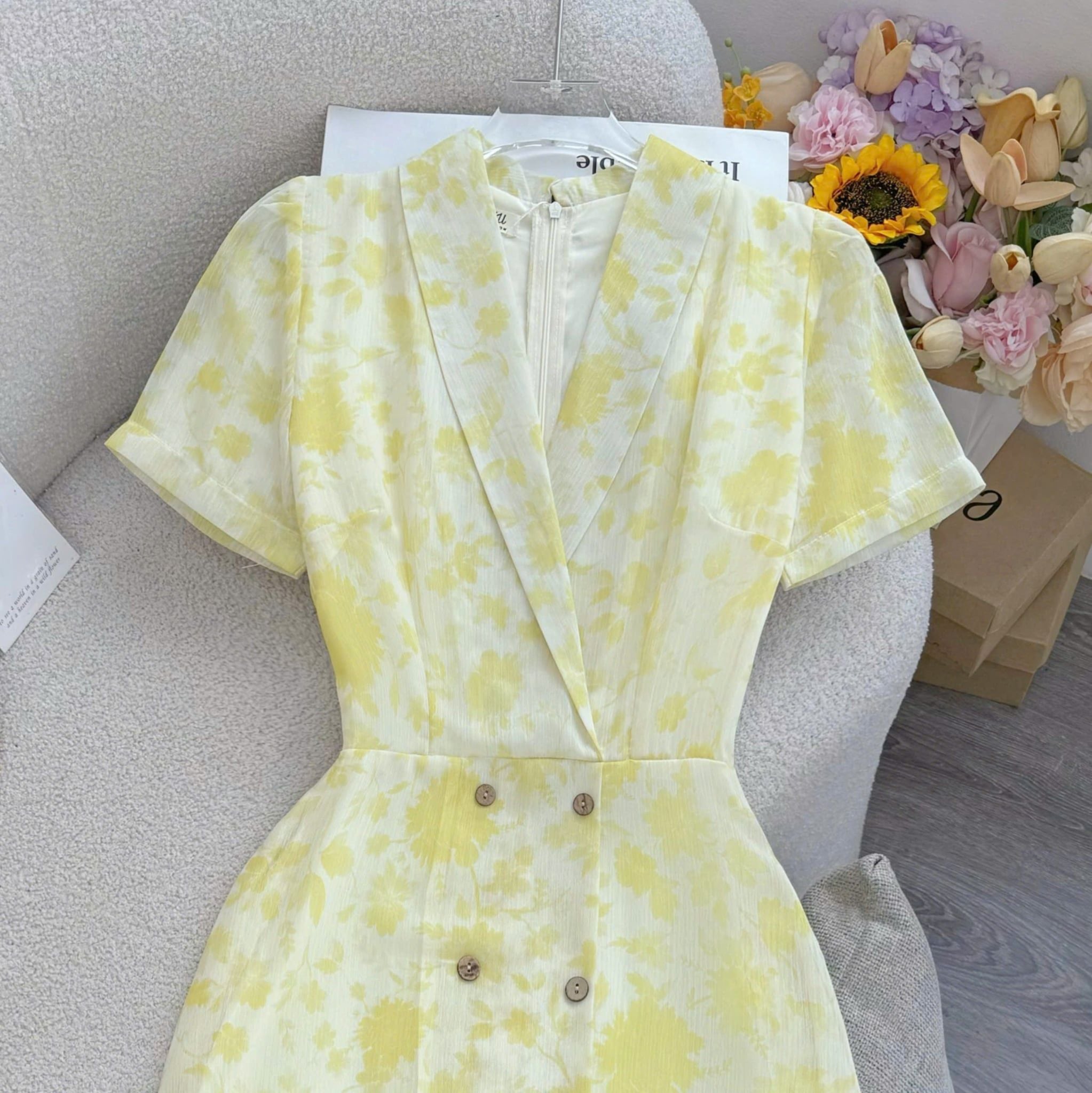 Đầm Hoa Thiết Kế Cổ V Dáng Dài Đầm Đi Tiệc TuTu Store Mã D1847