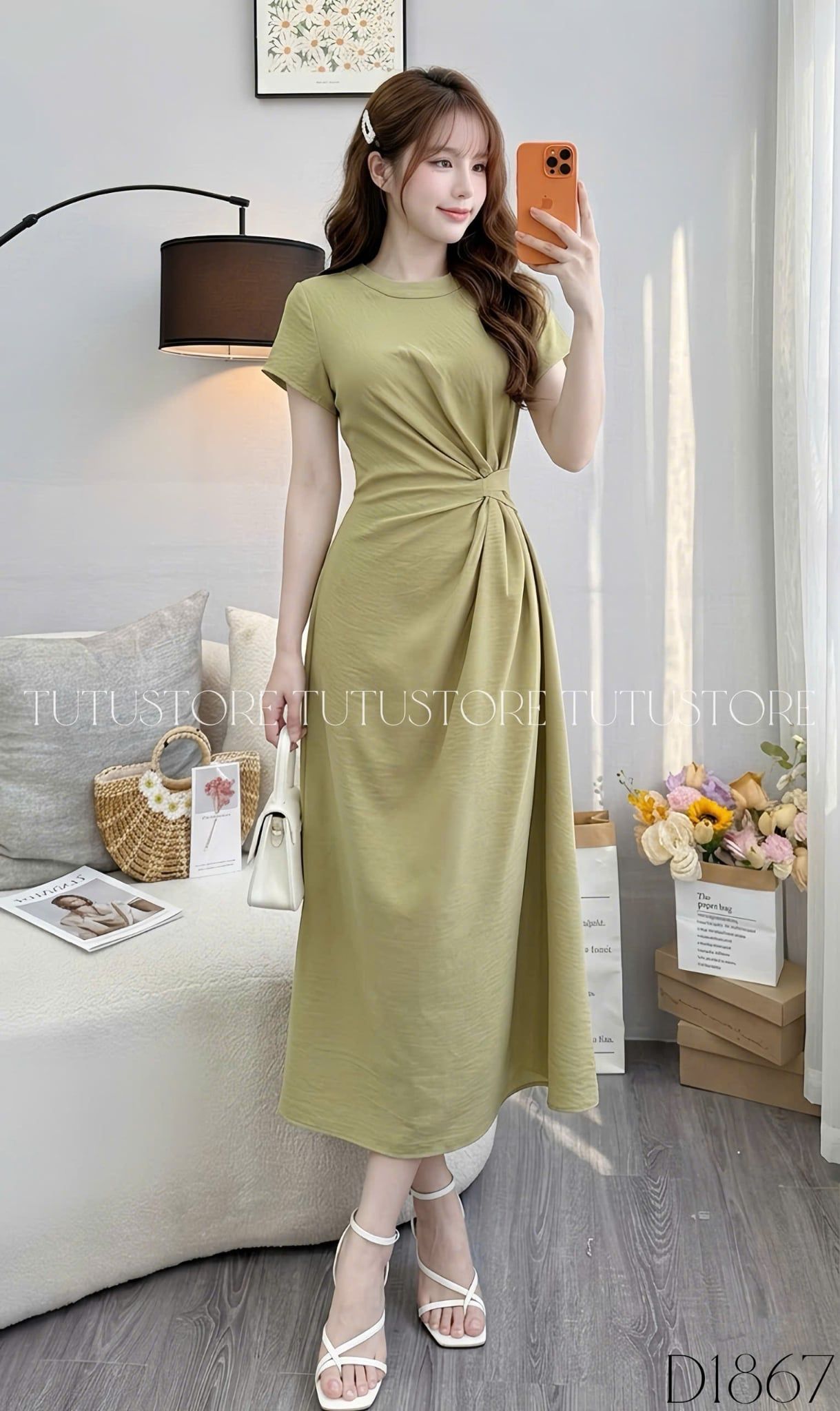 Đầm Thiết Kế Cổ Tròn Nhấn Eo Dáng Dài Đầm Đi Tiệc TuTu Store Mã D1867