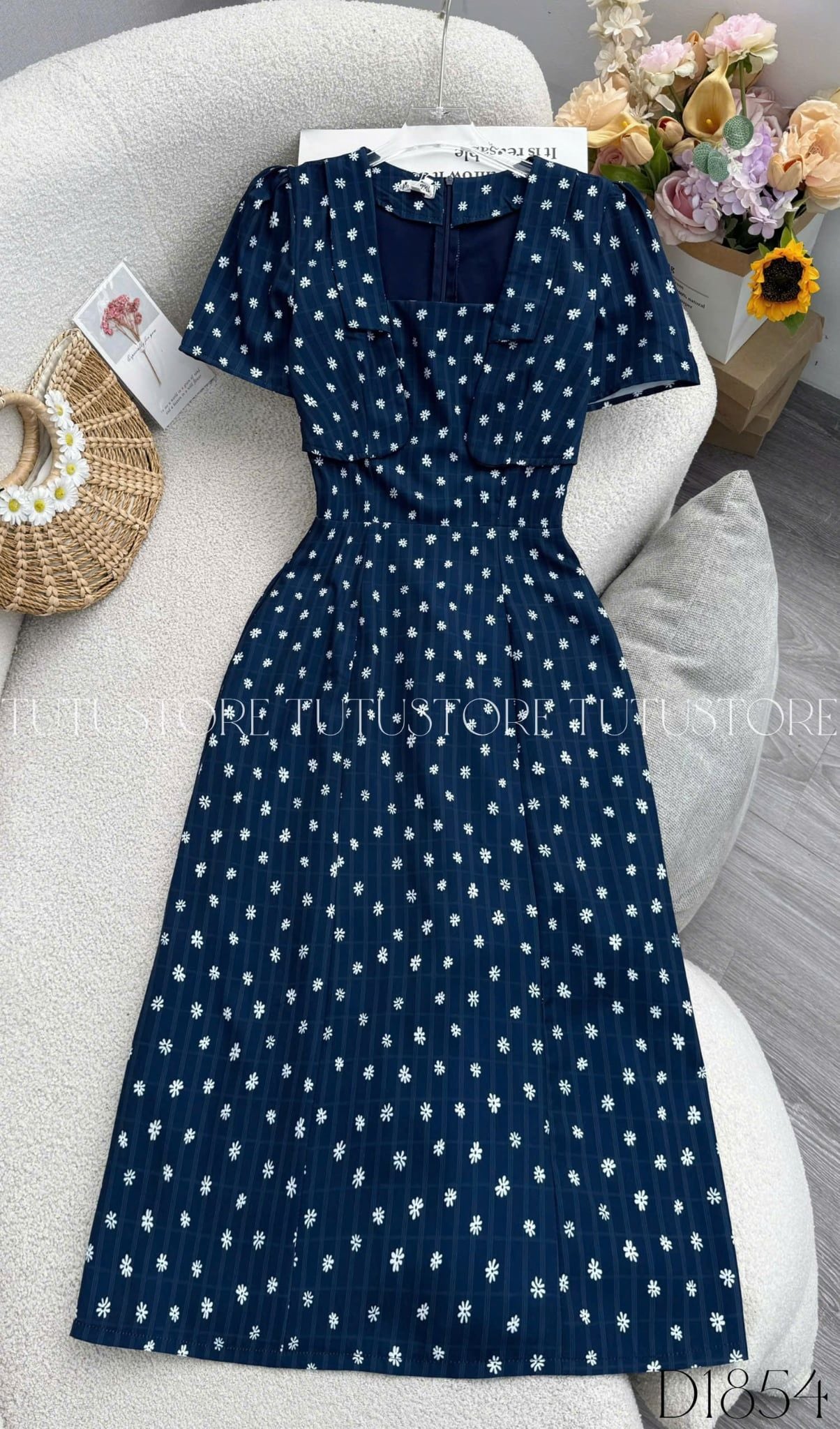 Đầm Thiết Kiểu Dáng Chữ A Hoa Nhí Đầm Đi Tiệc TuTu Store Mã D1854